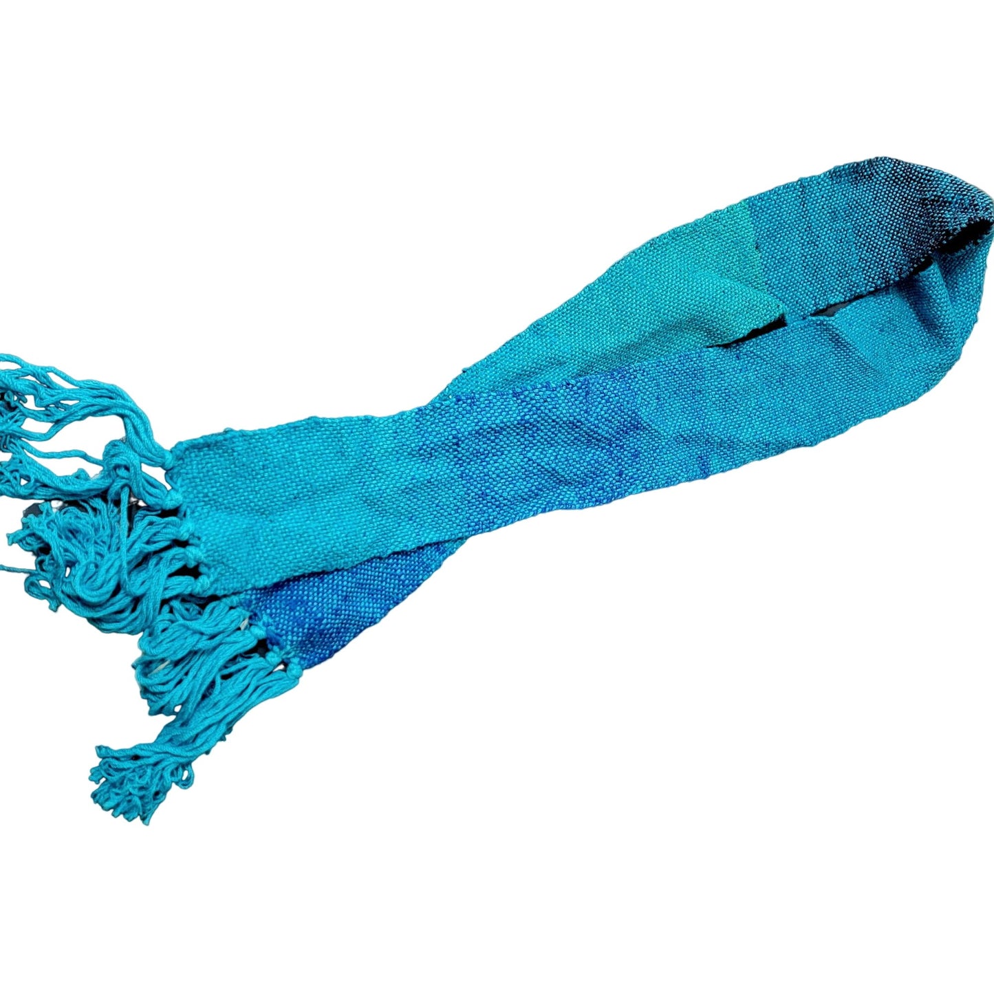 Blue Ombre Knit Scarf Women Men Winter Accessories New Handmade