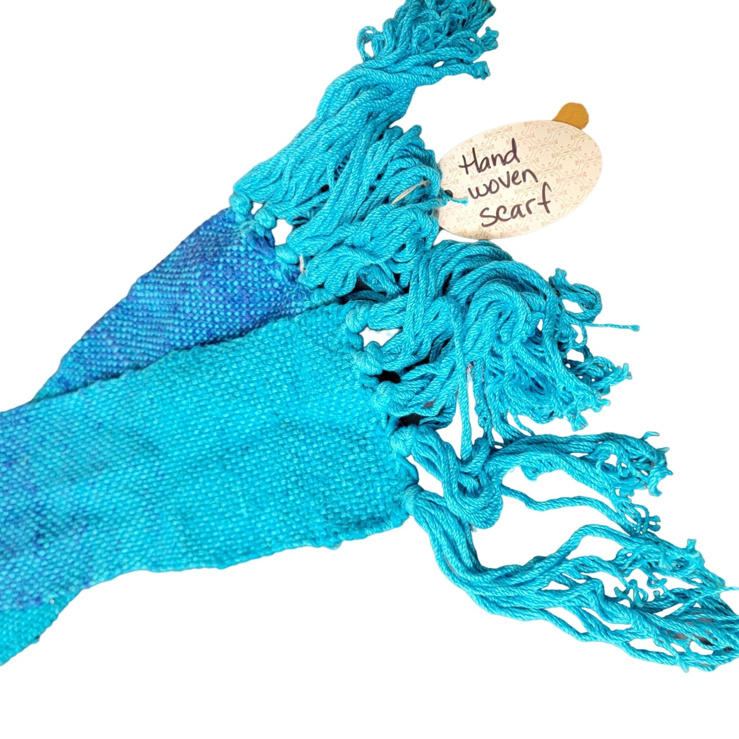 Blue Ombre Knit Scarf Women Men Winter Accessories New Handmade