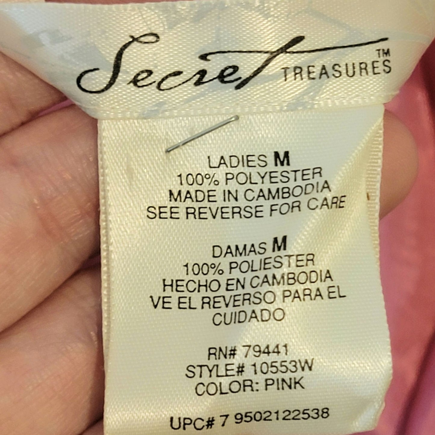 Vintage 90s Satin Lingerie Women Medium Pink Floral Slip Dress Nightgown