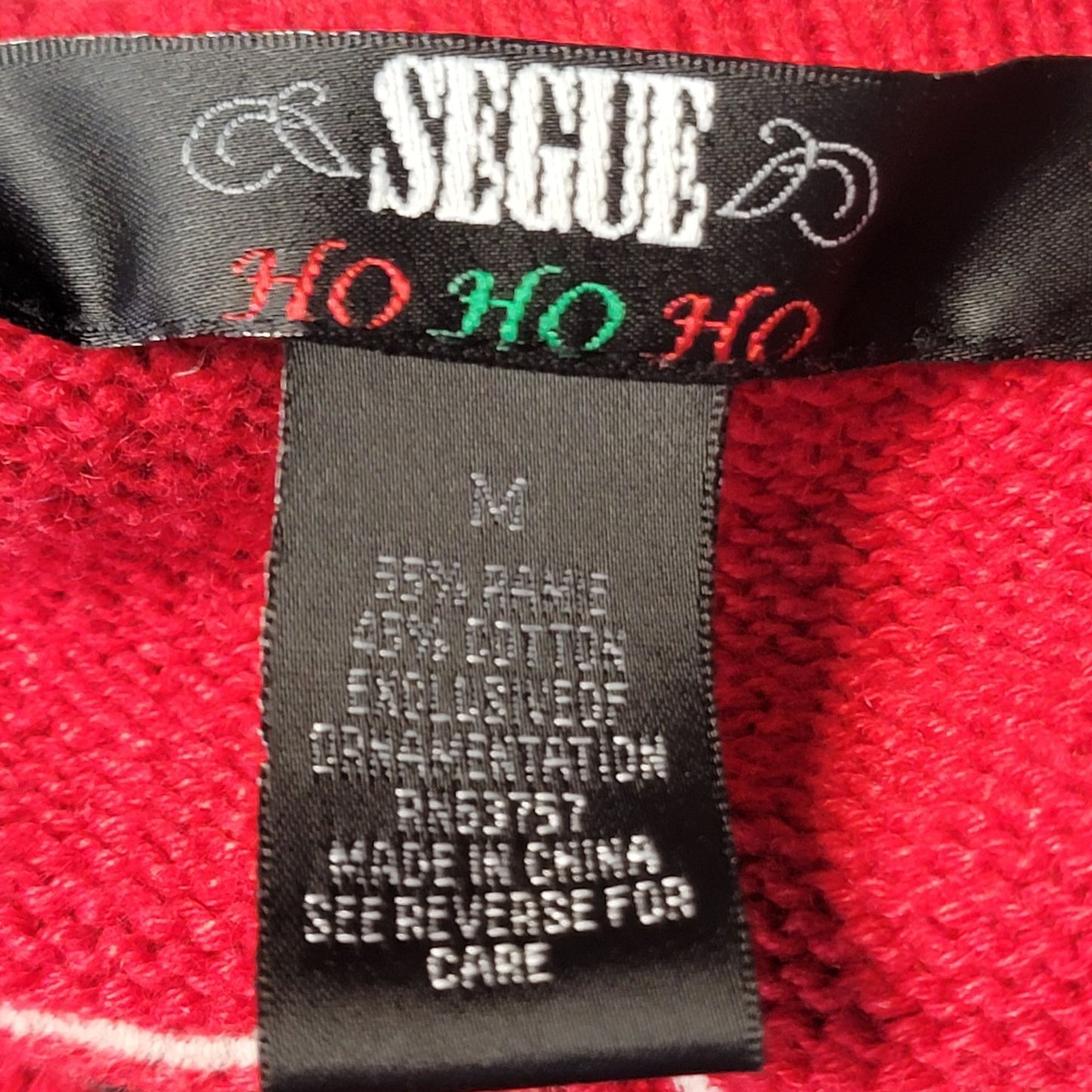 Vintage 90s Patchwork Christmas Sweater Women Medium Cardigan Santa Red