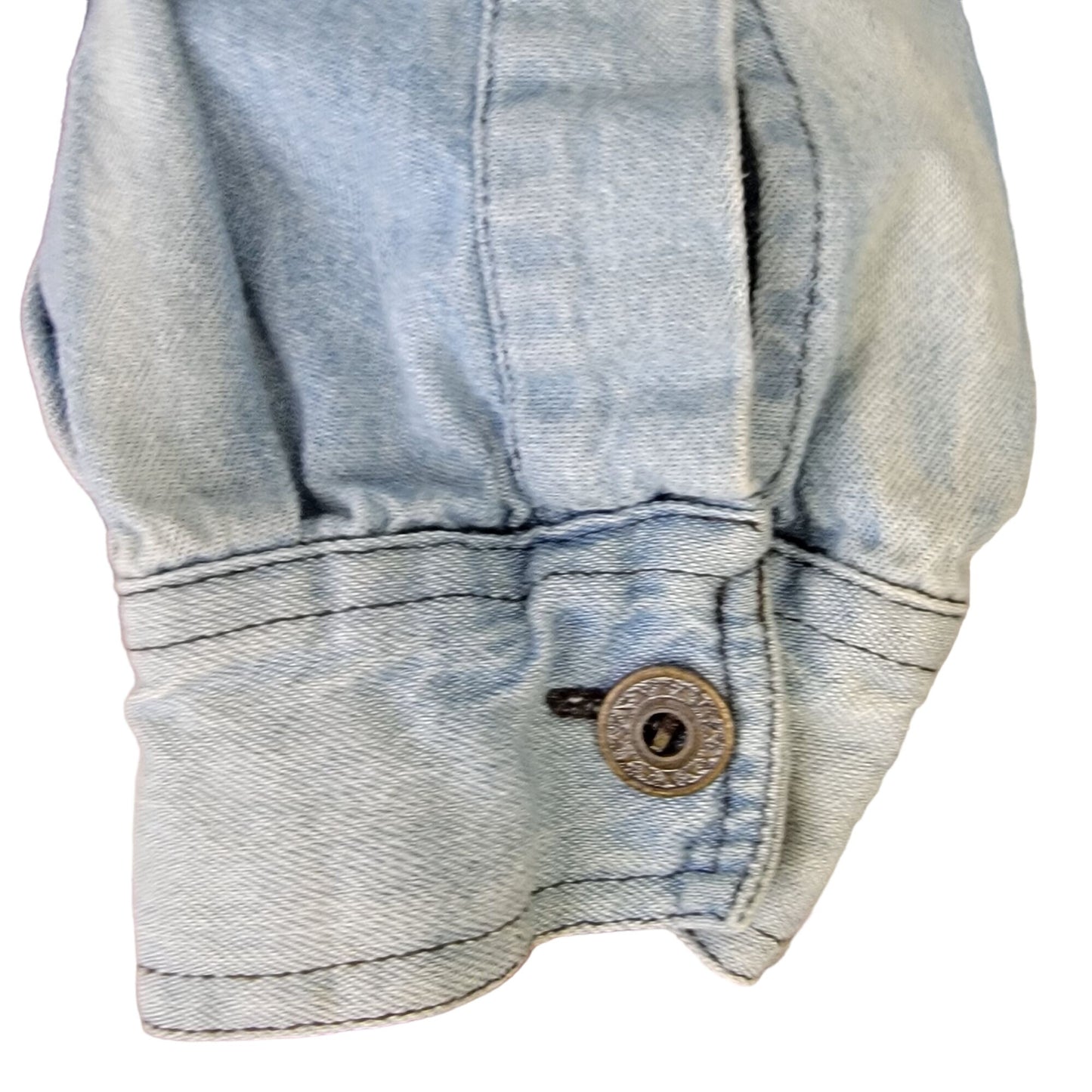 Vintage 90s Embroidered Denim Shirt Women Large