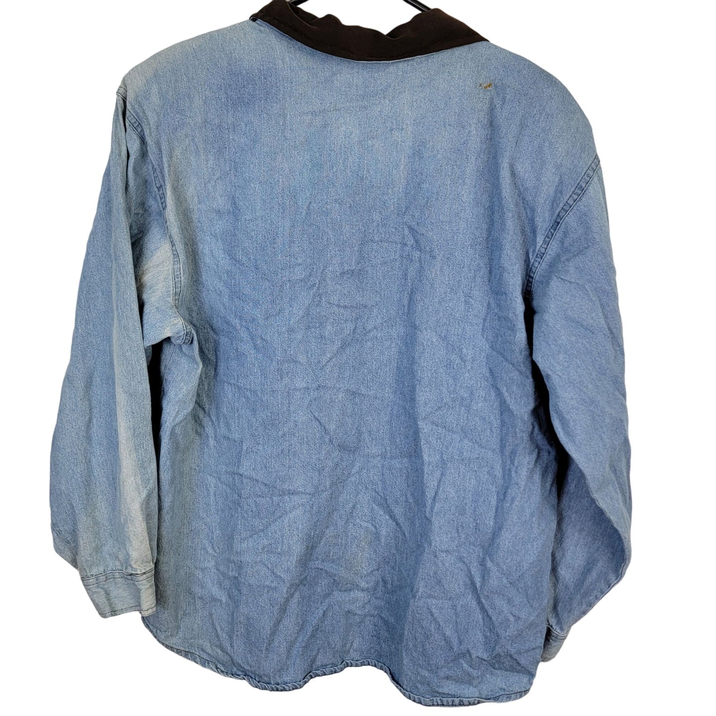 Vintage 90s Embroidered Denim Shirt Women Large