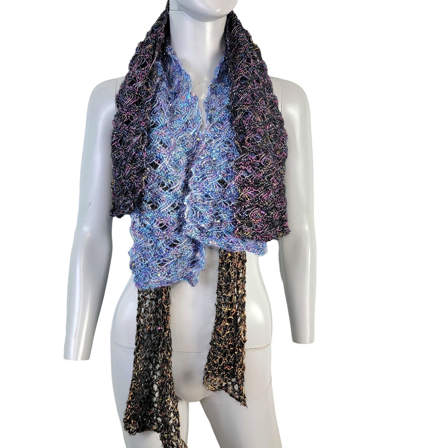 Scarf Lot Women Winter Accessories Handmade Sequin Crochet Knit Metallic Spring