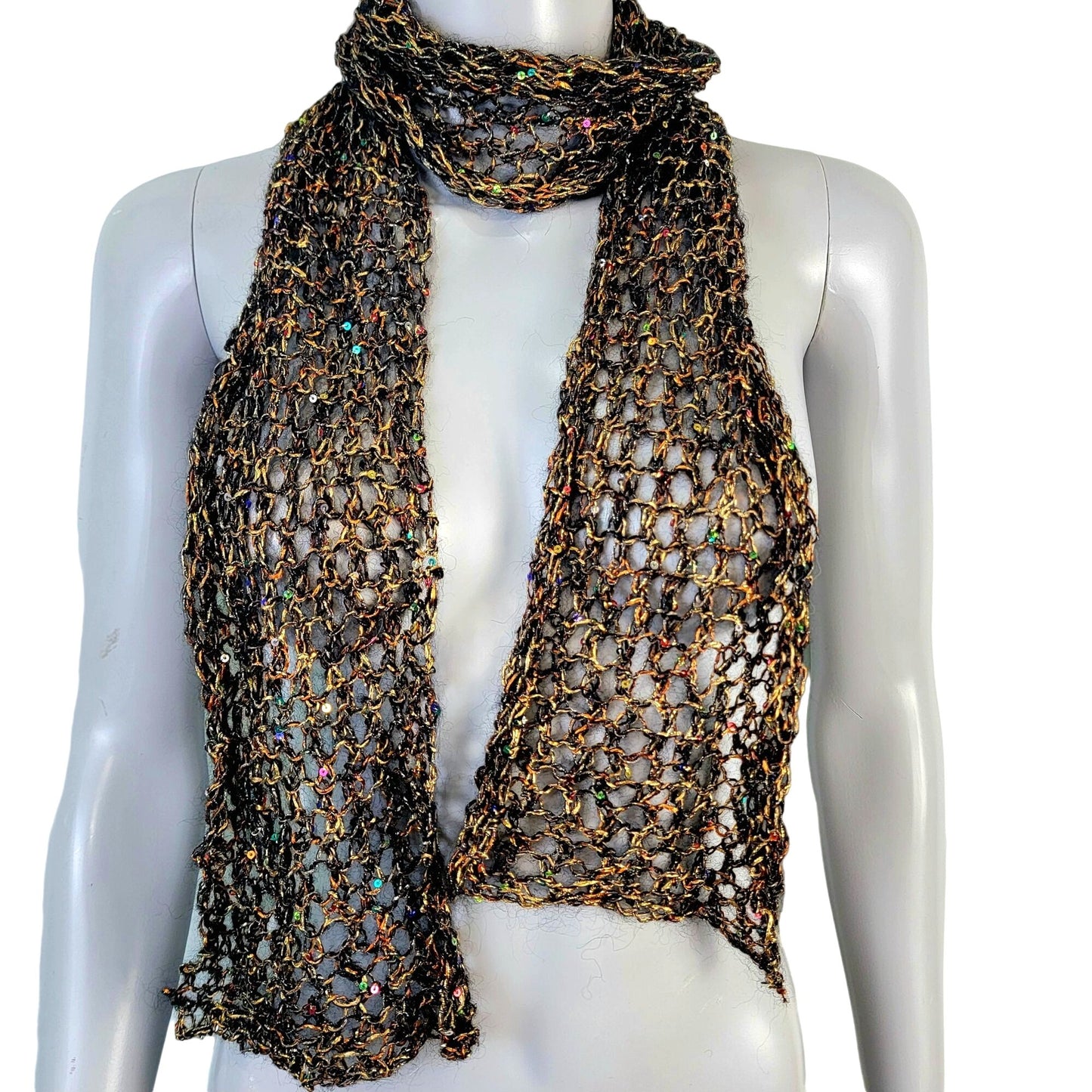 Scarf Lot Women Winter Accessories Handmade Sequin Crochet Knit Metallic Spring