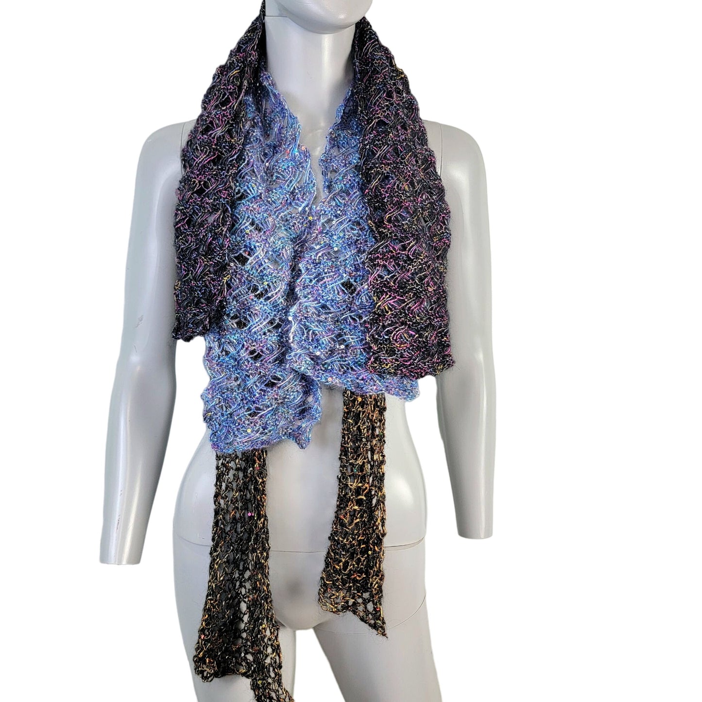 Scarf Lot Women Winter Accessories Handmade Sequin Crochet Knit Metallic Spring
