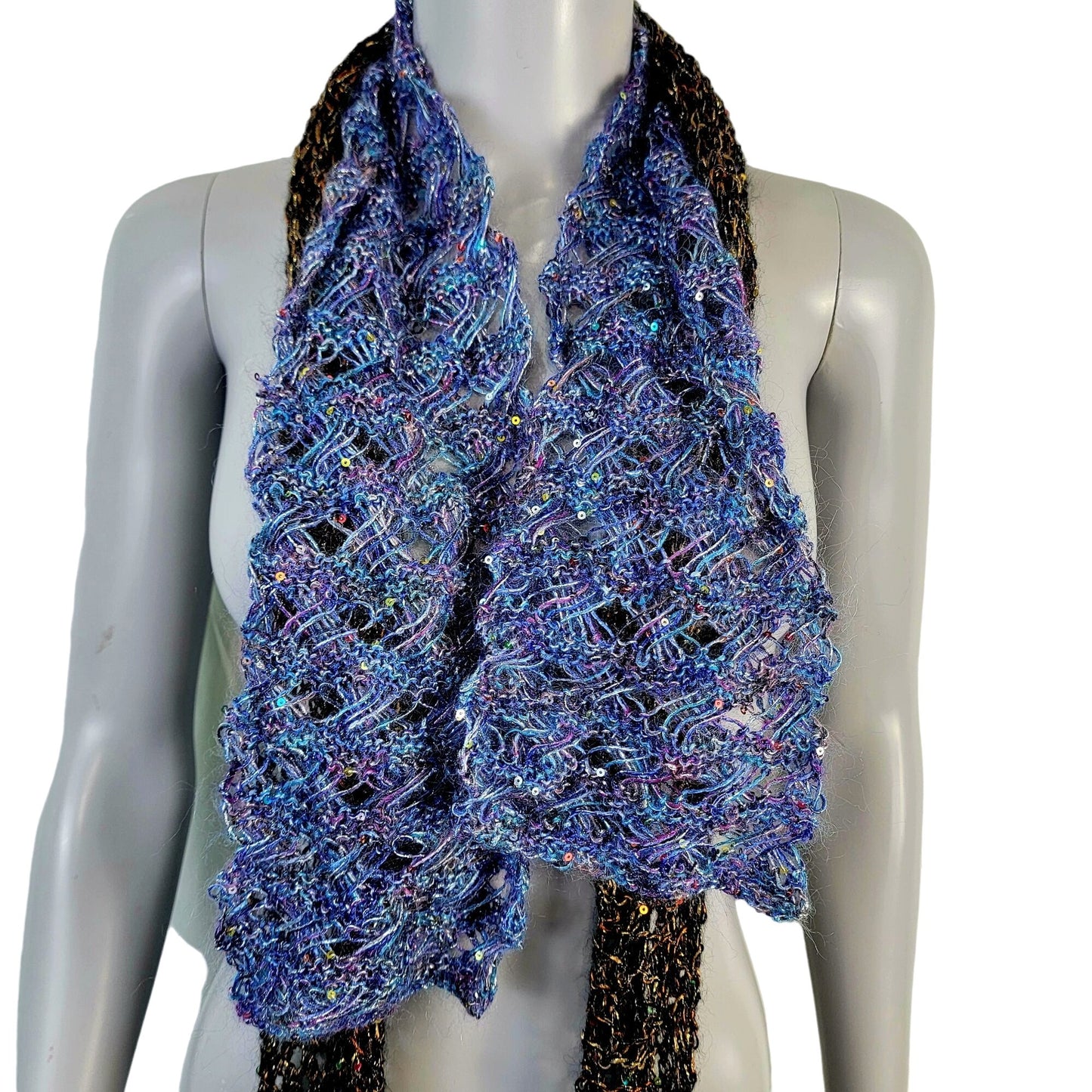 Scarf Lot Women Winter Accessories Handmade Sequin Crochet Knit Metallic Spring