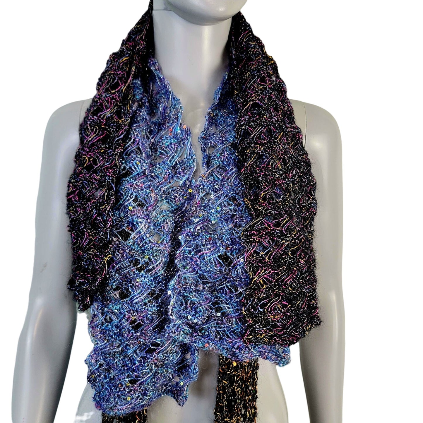 Scarf Lot Women Winter Accessories Handmade Sequin Crochet Knit Metallic Spring