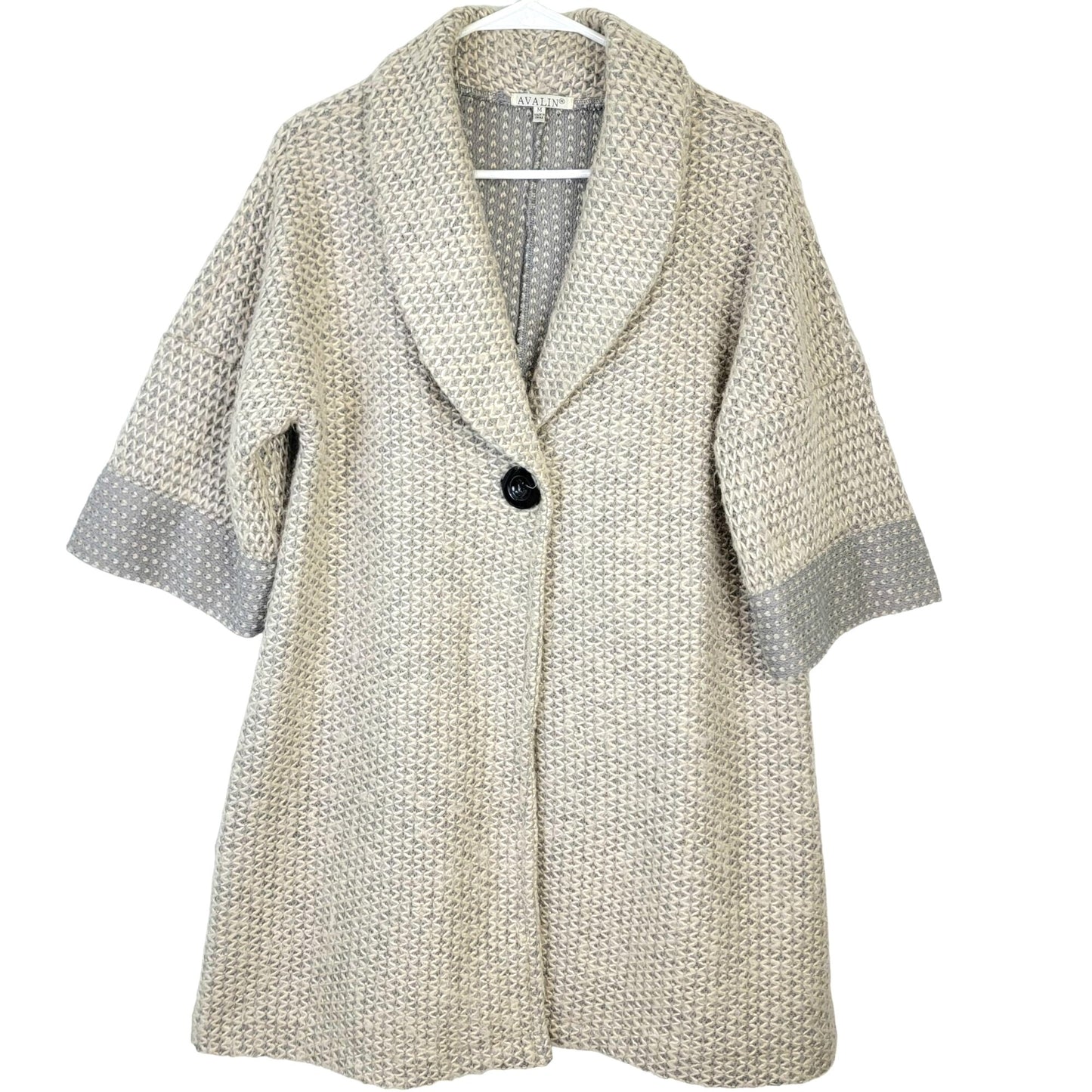 Avalin Knitwear Wool Sweater Swing Jacket Women Medium Gray