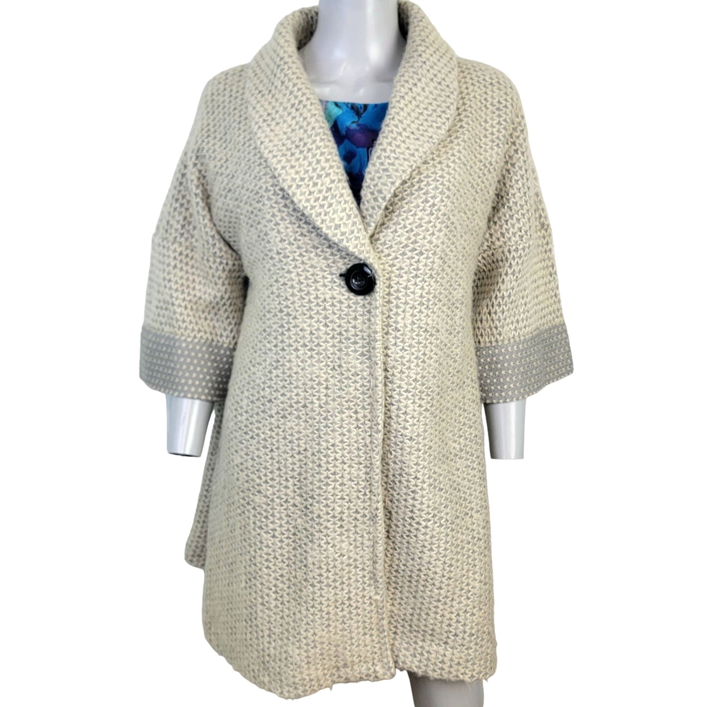 Avalin Knitwear Wool Sweater Swing Jacket Women Medium Gray
