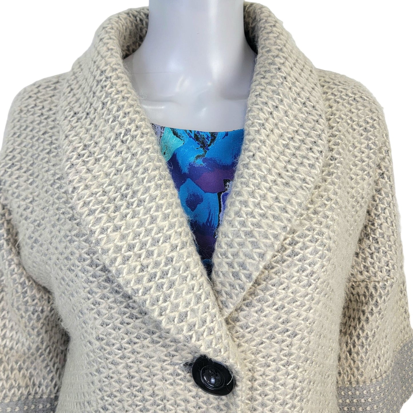 Avalin Knitwear Wool Sweater Swing Jacket Women Medium Gray