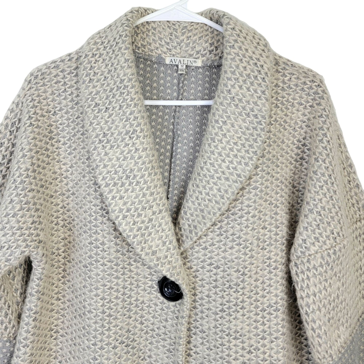 Avalin Knitwear Wool Sweater Swing Jacket Women Medium Gray