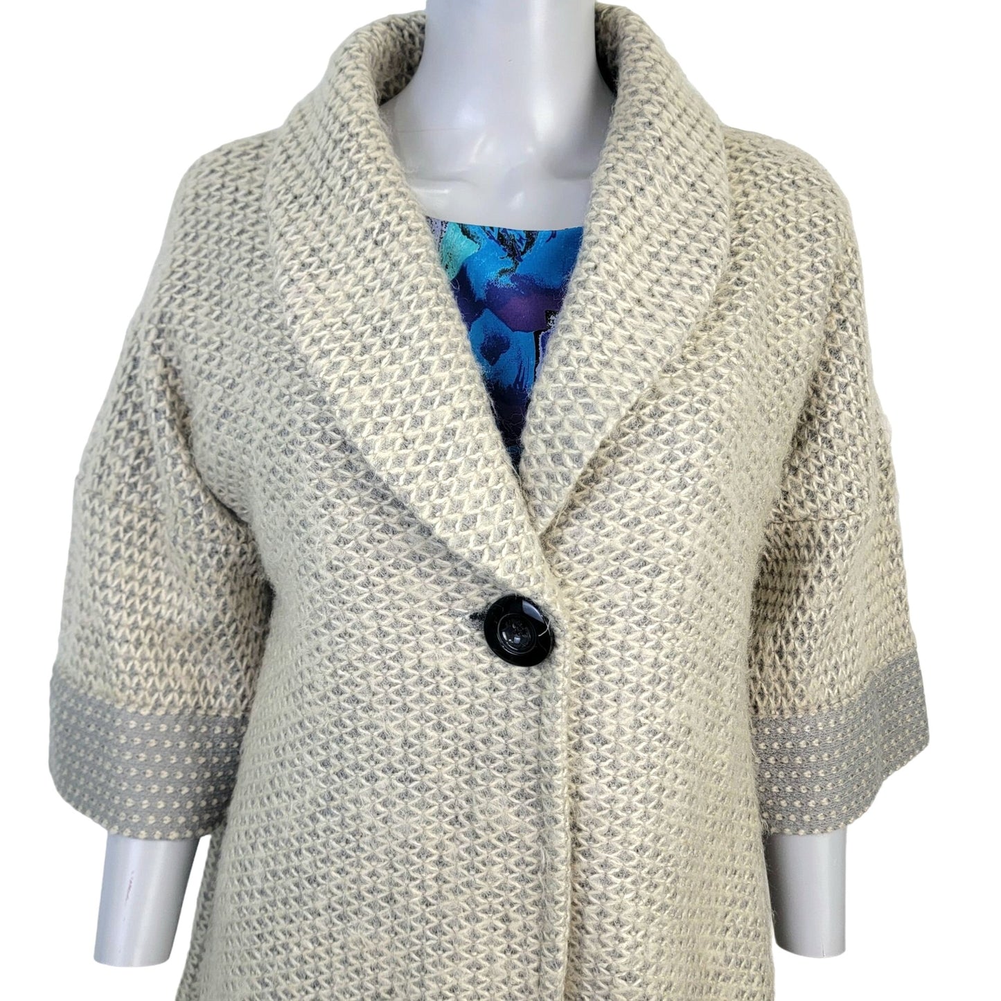 Avalin Knitwear Wool Sweater Swing Jacket Women Medium Gray