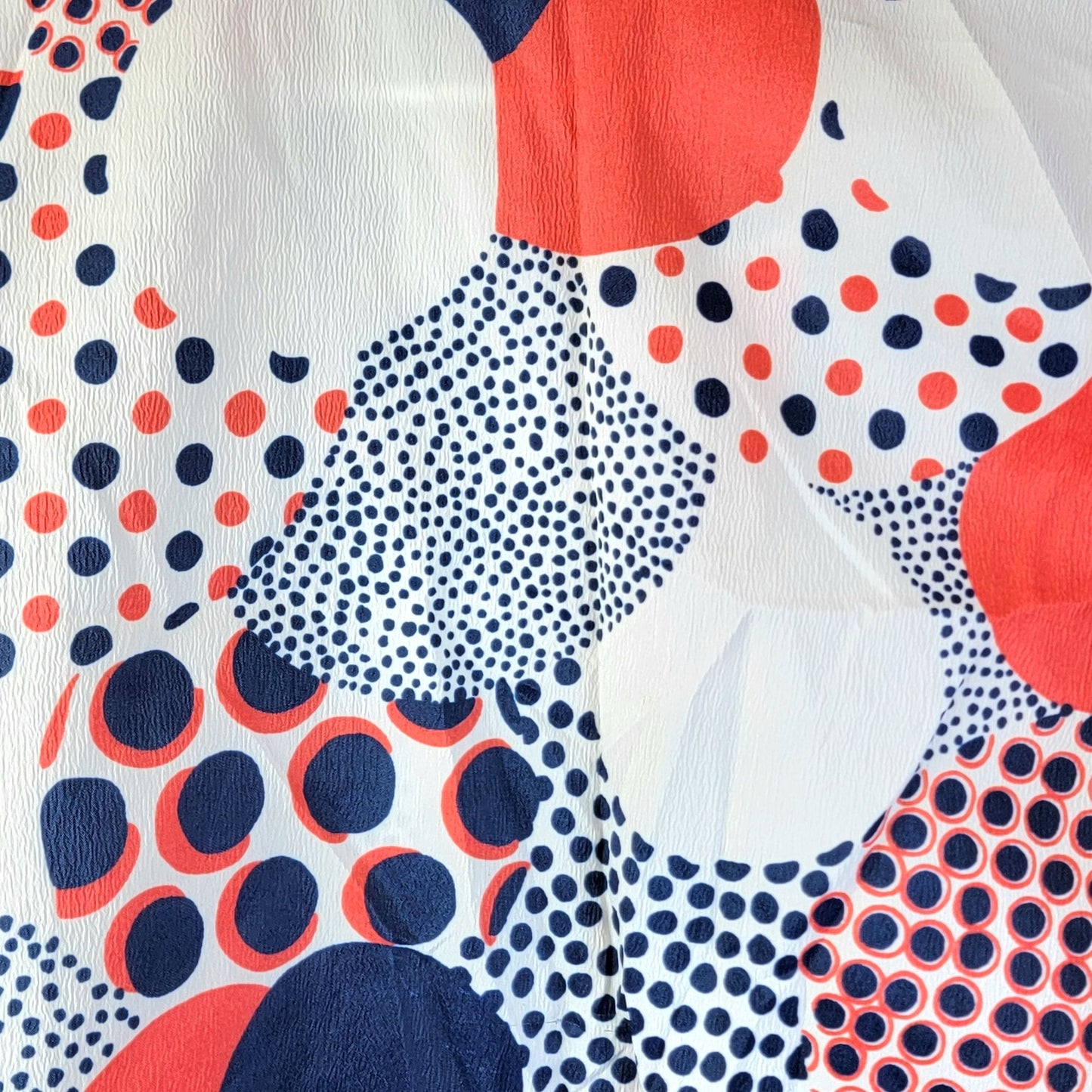 Sears Vintage 70s Blouse Shirt Women Medium Geometric Patriotic Collar Top Red White Blue