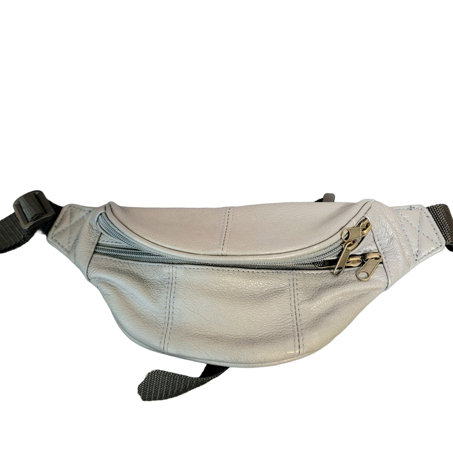 Leather Belt Bag Women Men Gray Zip Travel New
