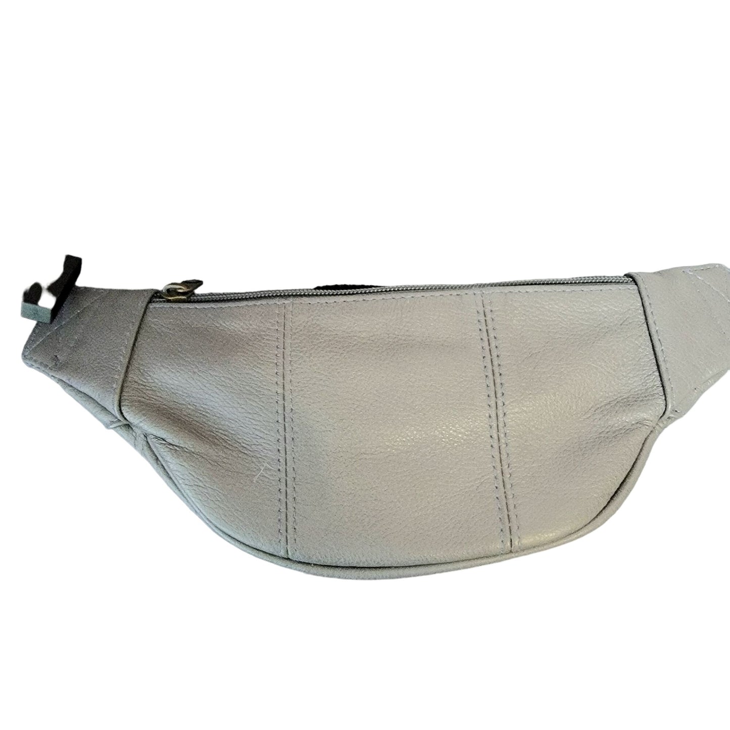 Leather Belt Bag Women Men Gray Zip Travel New