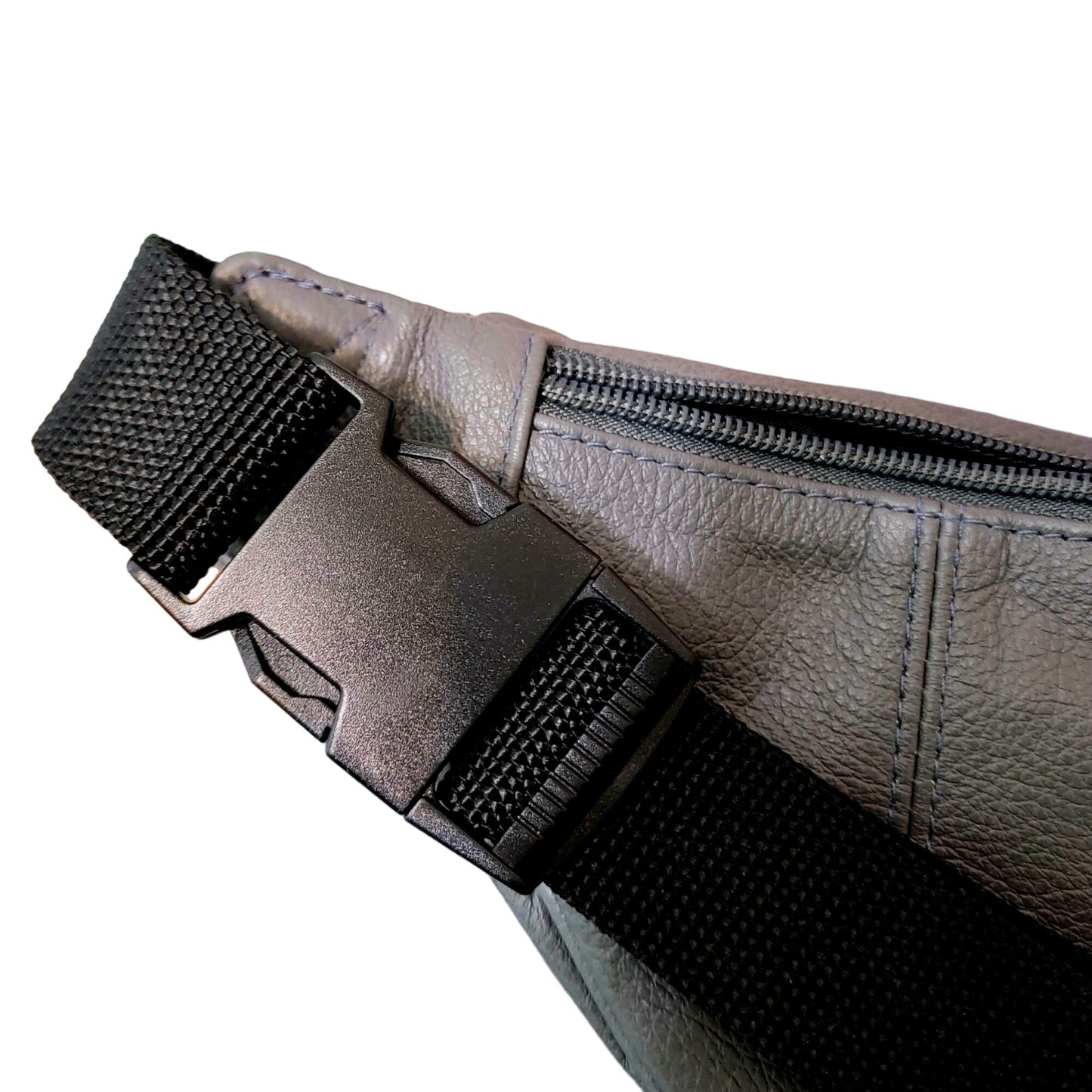 Leather Belt Bag Women Men Gray Zip Travel New
