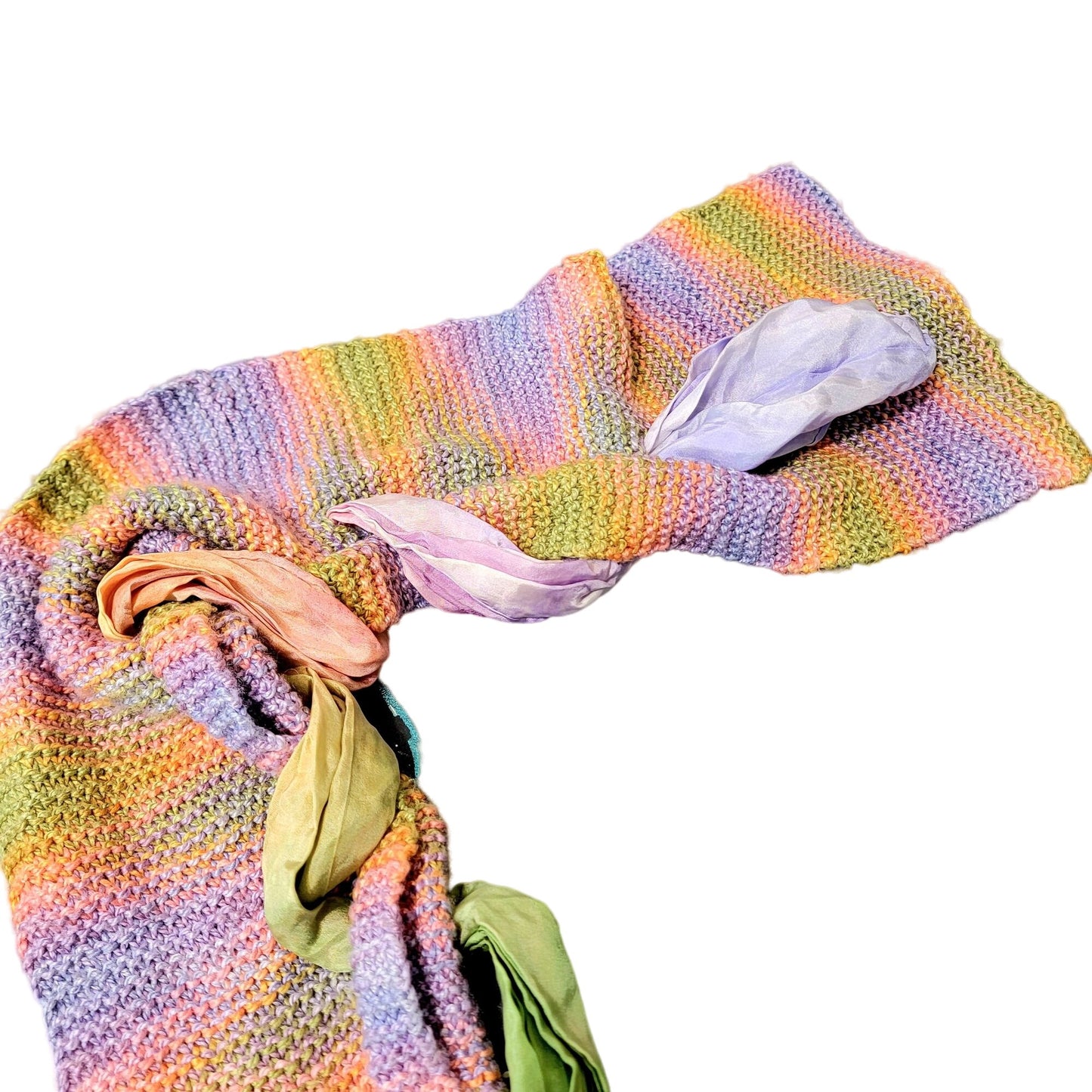 Colorful Scarf Women Winter Accessories Handmade Mixed Fabric Pink
