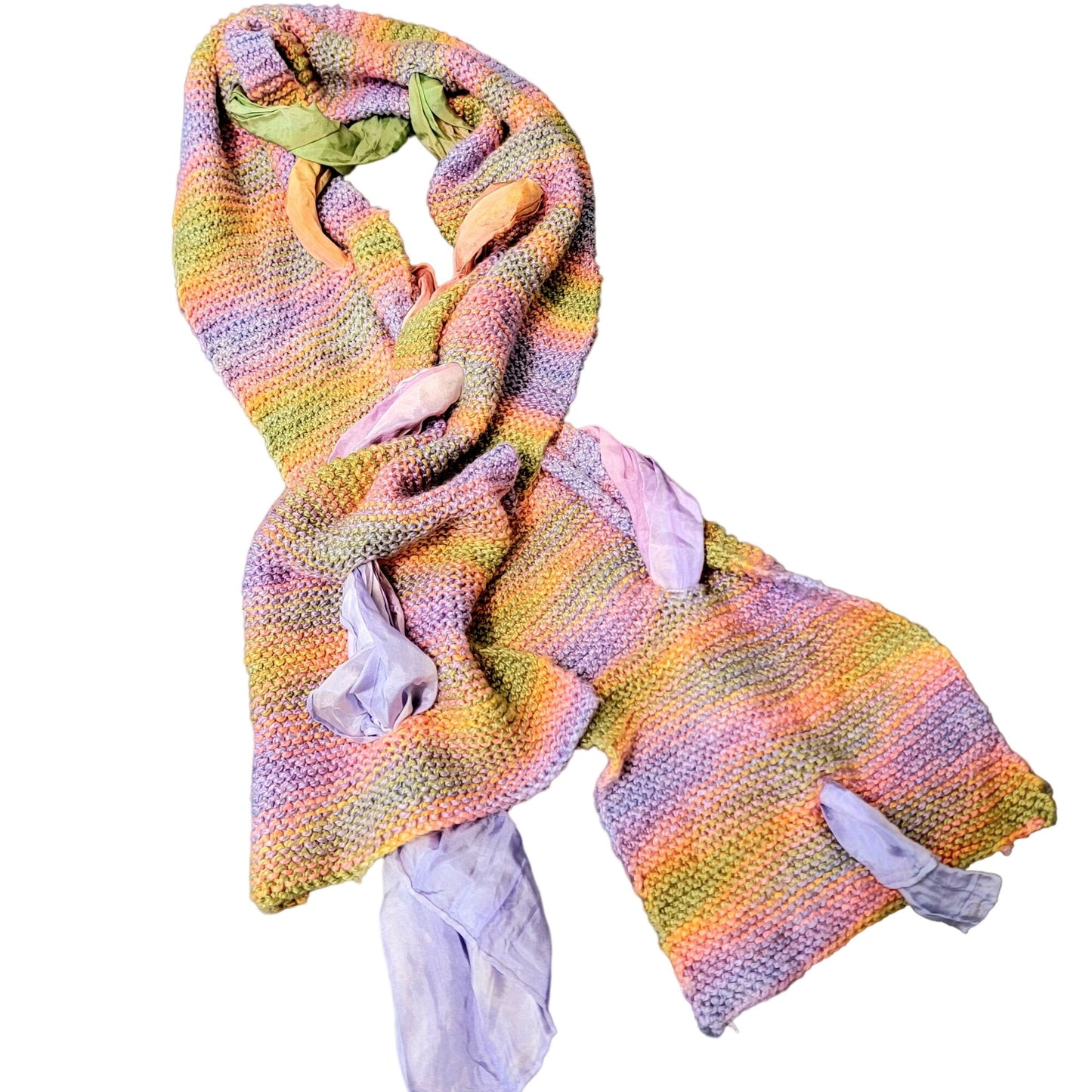 Colorful Scarf Women Winter Accessories Handmade Mixed Fabric Pink