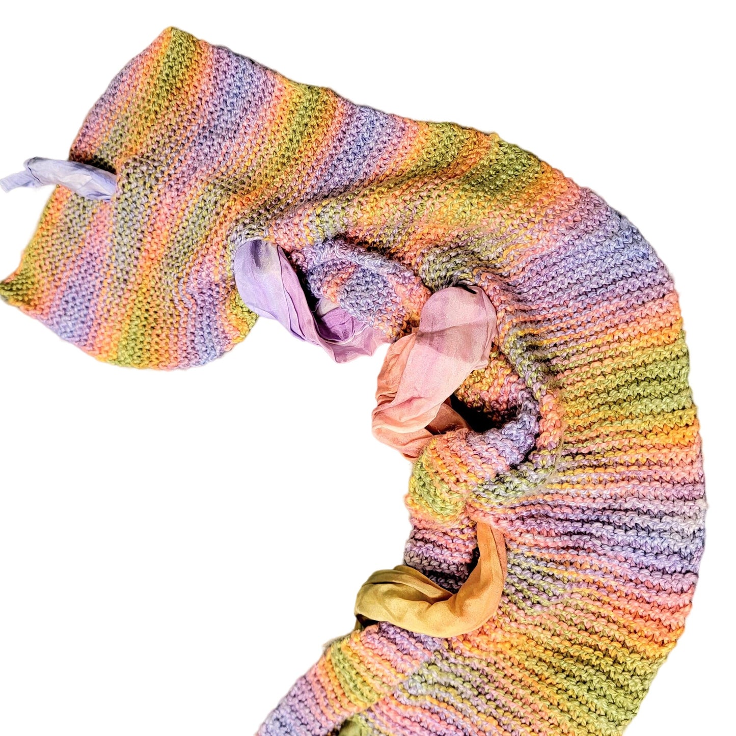 Colorful Scarf Women Winter Accessories Handmade Mixed Fabric Pink