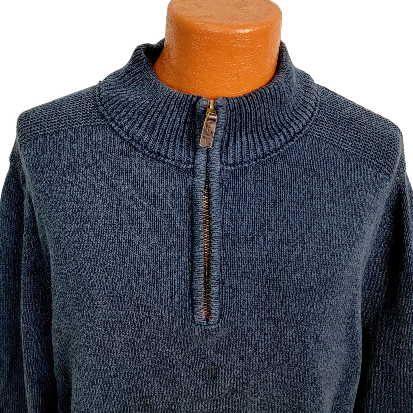 Eddie Bauer Sweater Men XXL Heavy Knit 1/4 Zip Blue