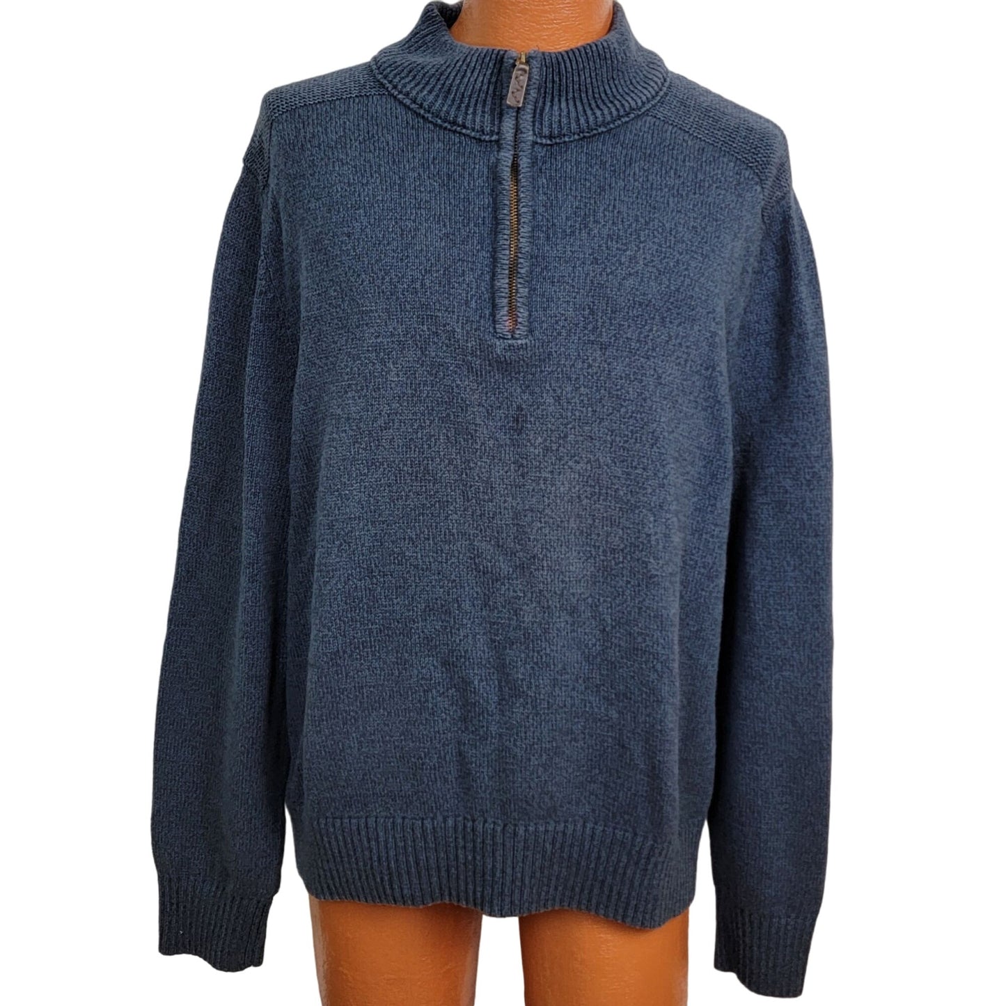 Eddie Bauer Sweater Men XXL Heavy Knit 1/4 Zip Blue