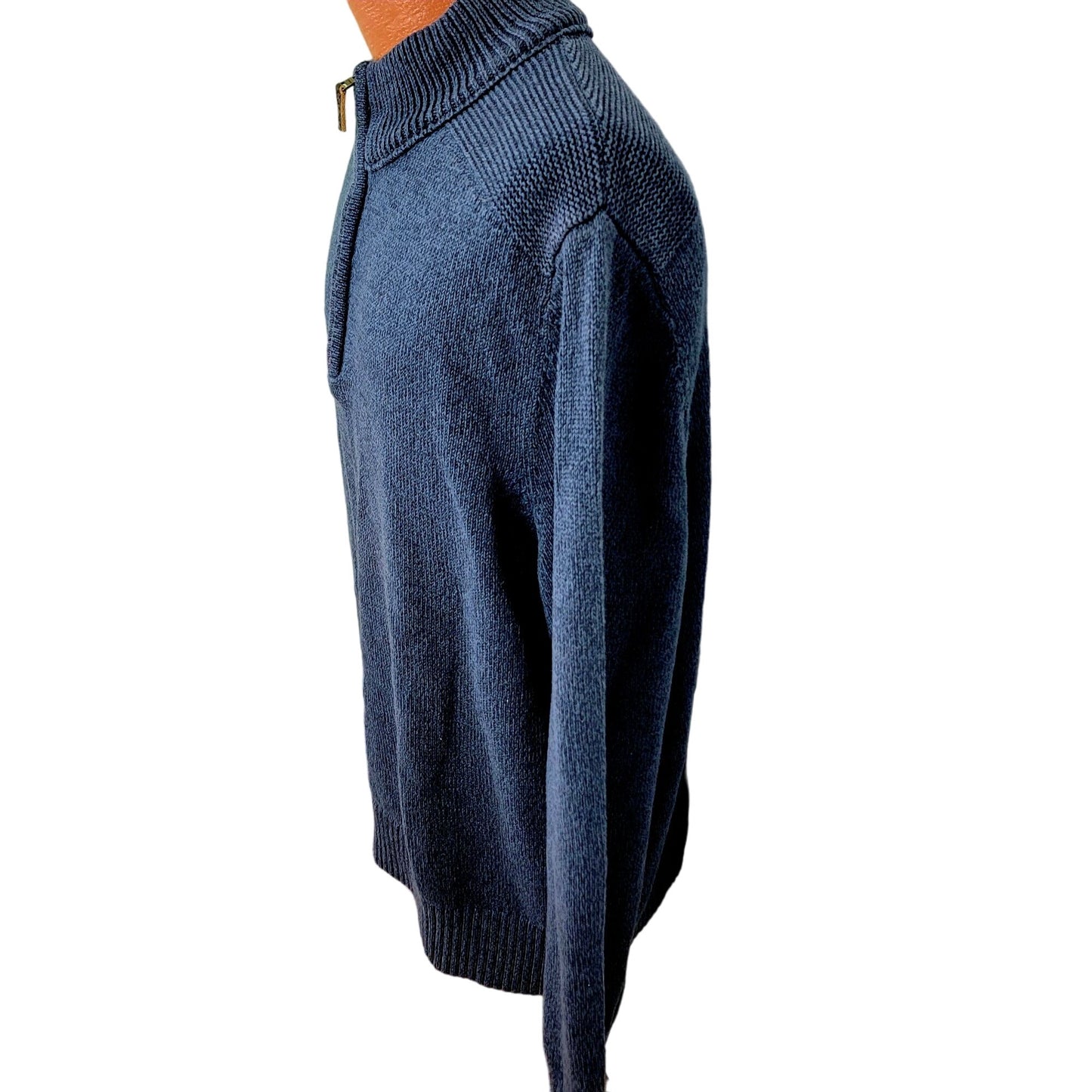 Eddie Bauer Sweater Men XXL Heavy Knit 1/4 Zip Blue