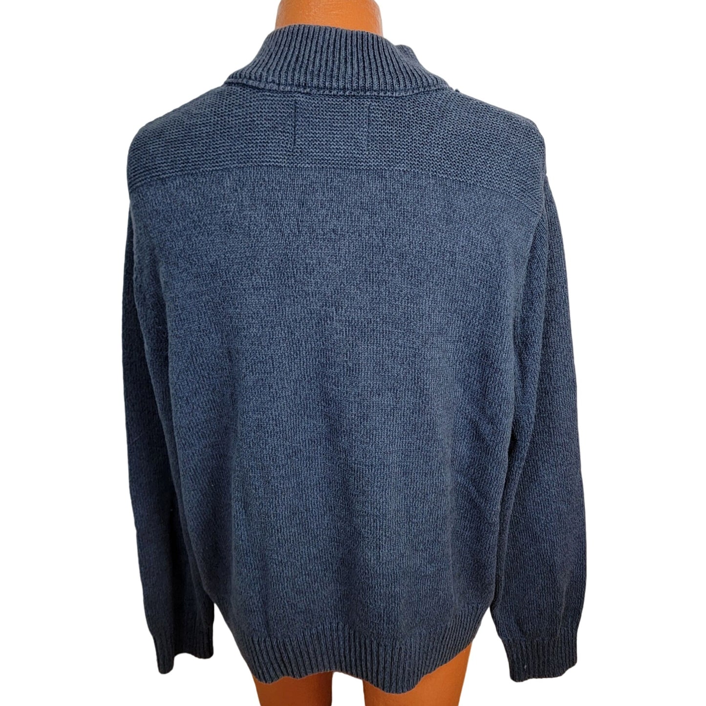 Eddie Bauer Sweater Men XXL Heavy Knit 1/4 Zip Blue