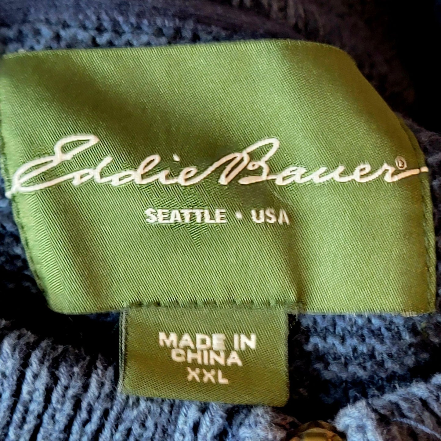 Eddie Bauer Sweater Men XXL Heavy Knit 1/4 Zip Blue