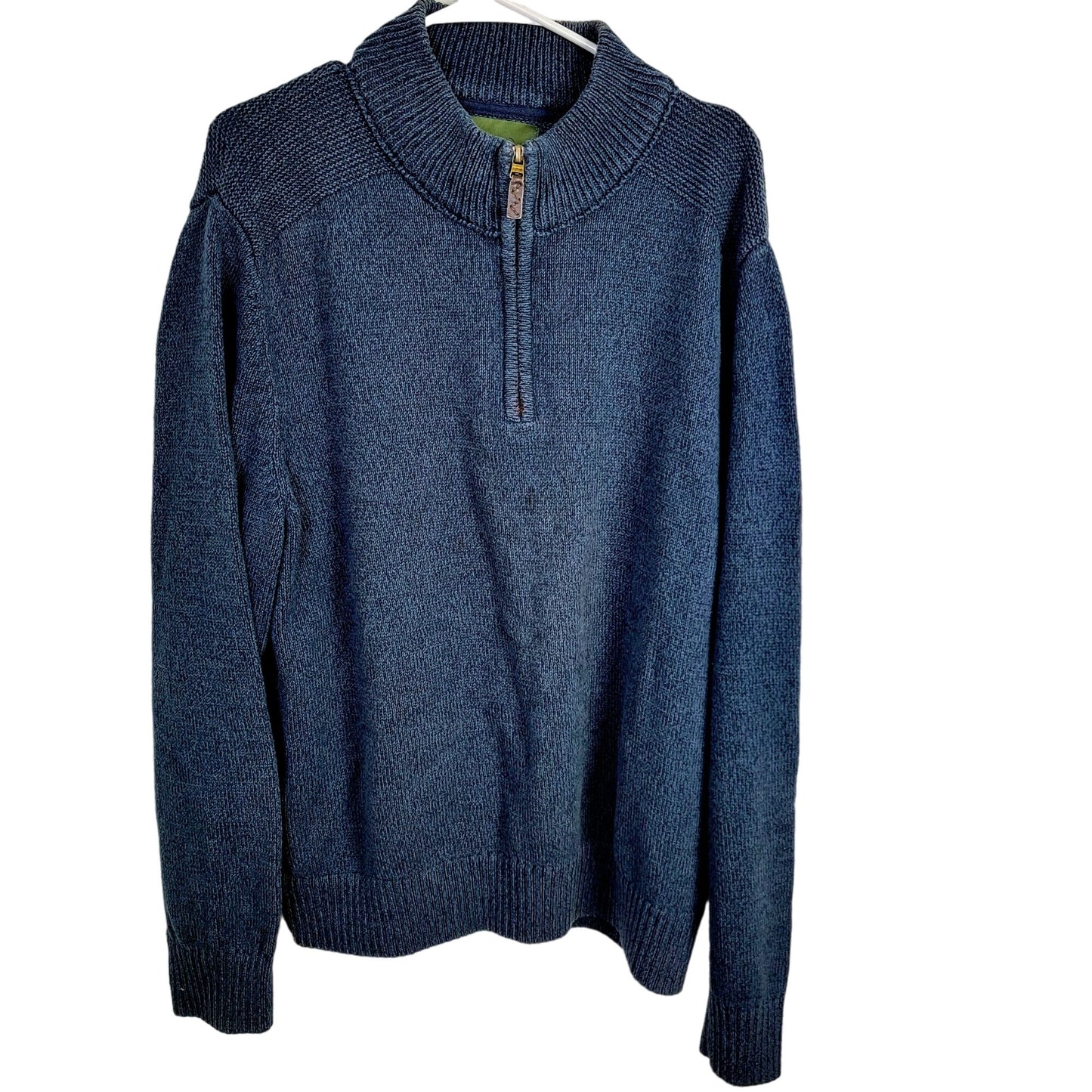 Eddie Bauer Sweater Men XXL Heavy Knit 1/4 Zip Blue