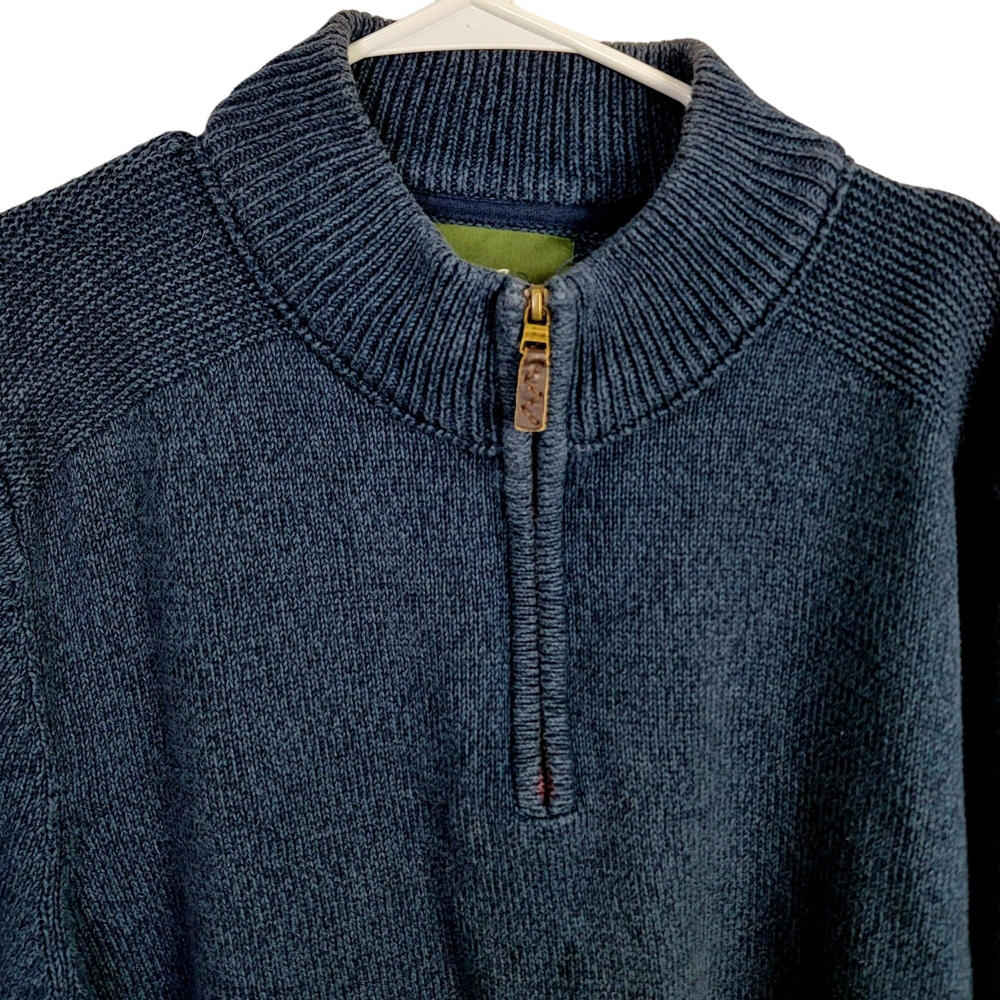 Eddie Bauer Sweater Men XXL Heavy Knit 1/4 Zip Blue