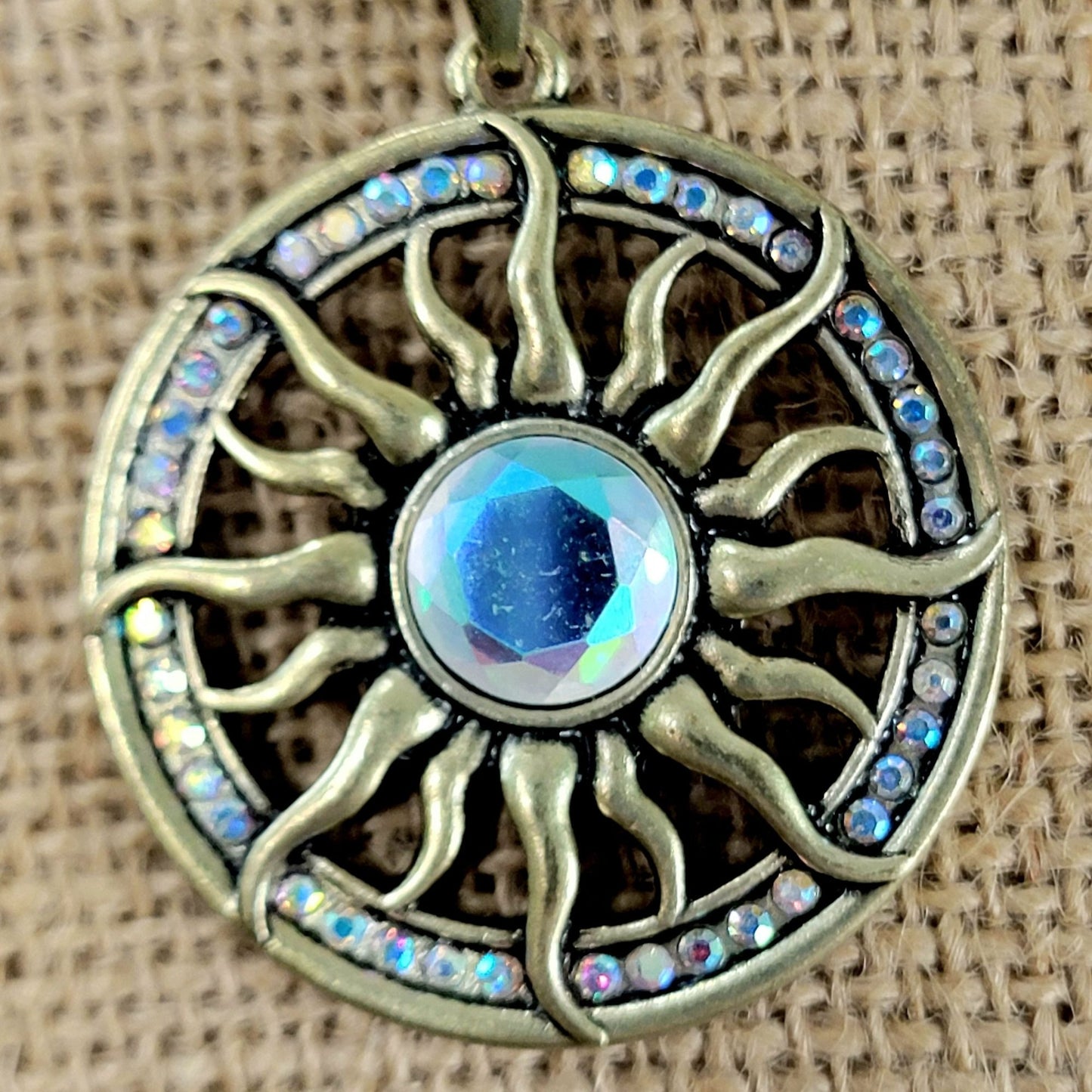 Sun Pendant Necklace Crystal Gold Adjustable Chain Women Jewelry