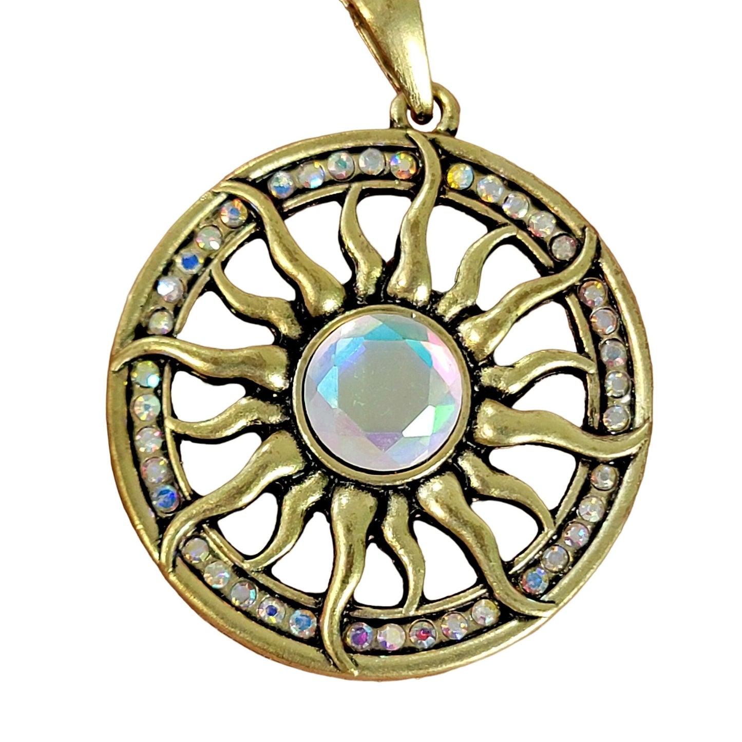 Sun Pendant Necklace Crystal Gold Adjustable Chain Women Jewelry