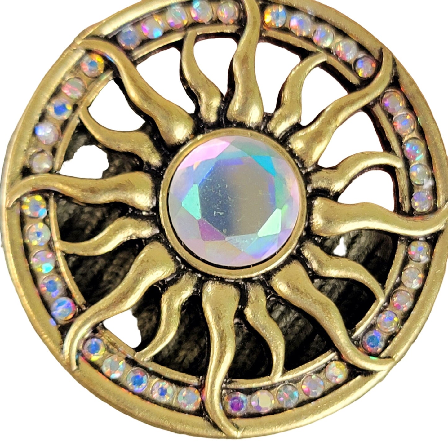 Sun Pendant Necklace Crystal Gold Adjustable Chain Women Jewelry