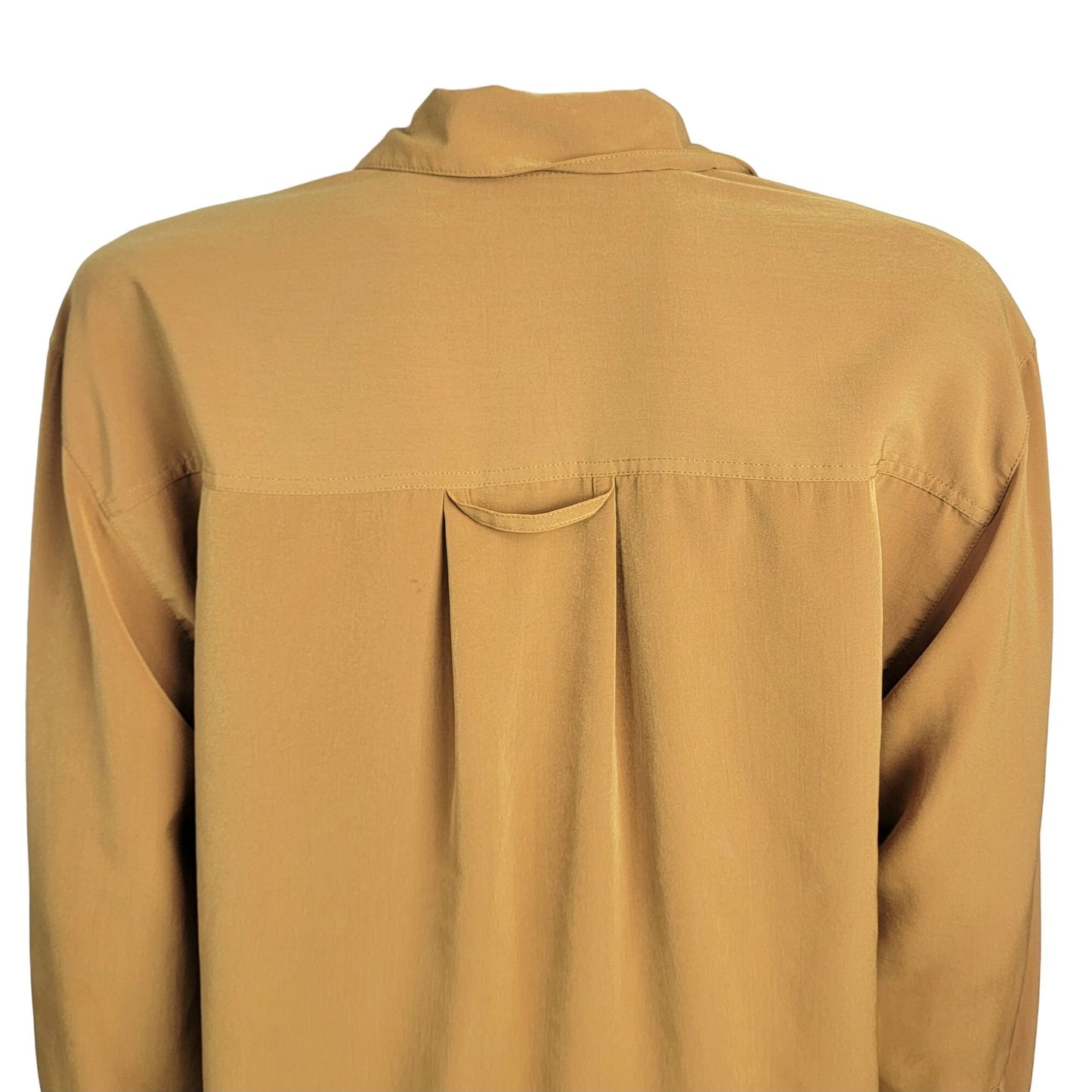 Vintage 80s Button Up Blouse Women Medium Shirt Gold