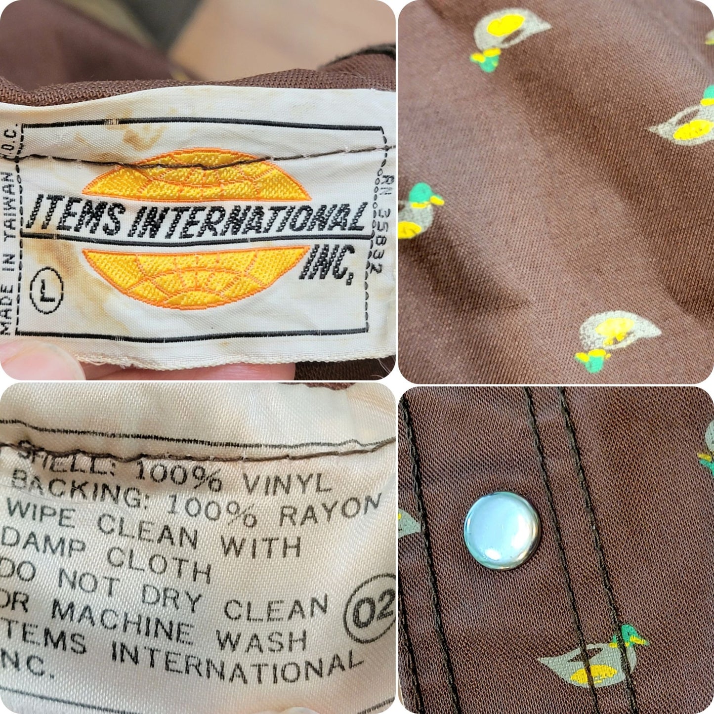 Vintage 80s Reversible Duck Raincoat Women Large Brown Beige Jacket Coat