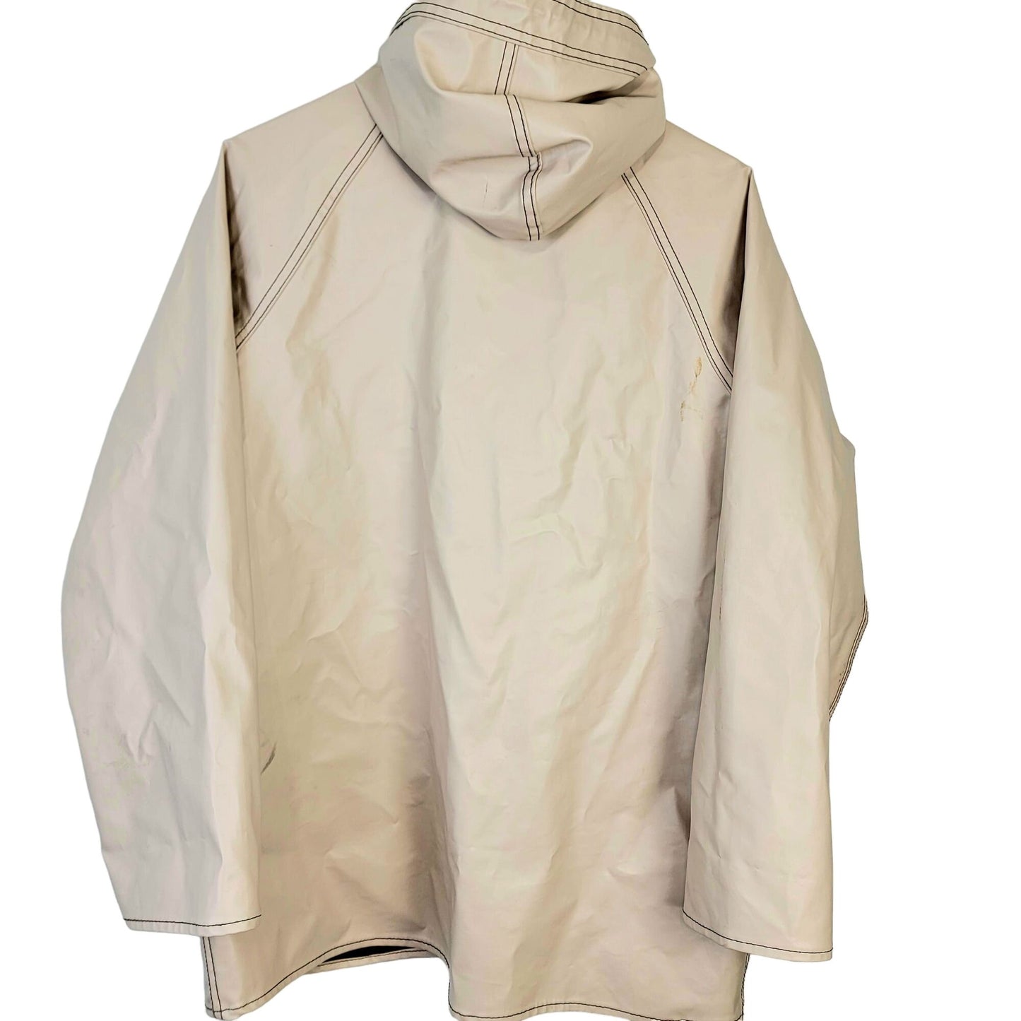 Vintage 80s Reversible Duck Raincoat Women Large Brown Beige Jacket Coat