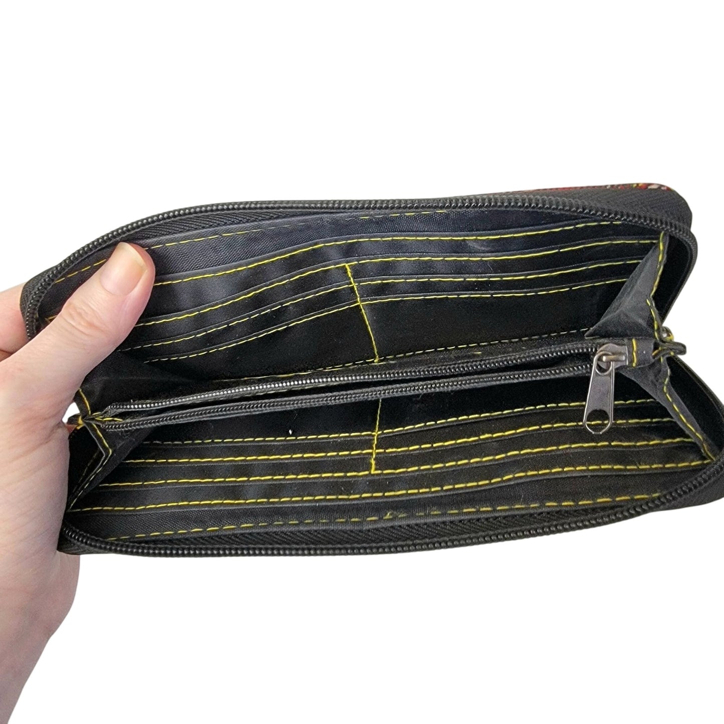Batman Dc Comics Plaid Wallet Women Red Black Metal Stud Zip Bag Card Holder