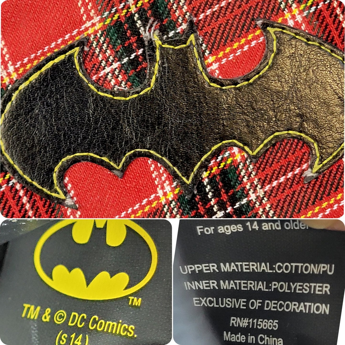 Batman Dc Comics Plaid Wallet Women Red Black Metal Stud Zip Bag Card Holder