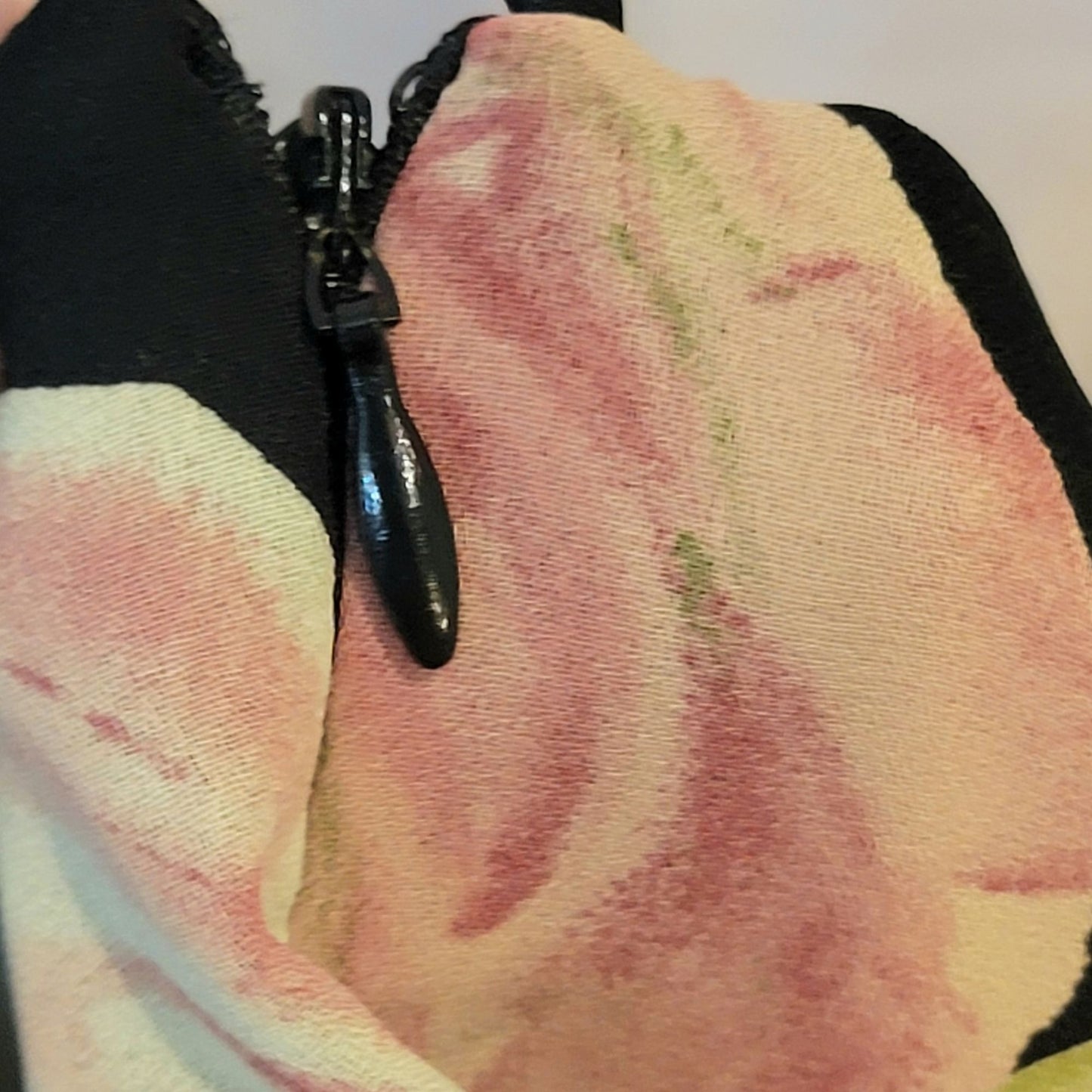 Vintage 90s Floral Mini Dress Medium 10 Petite Black Pink Shift Formal