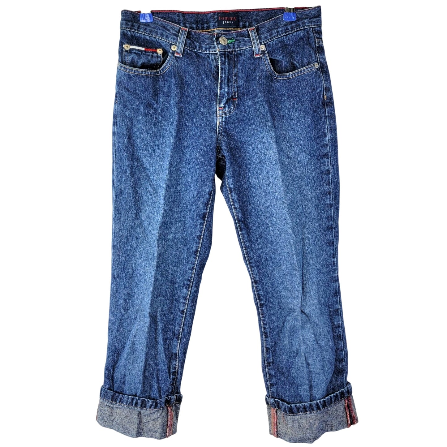 Tommy Hilfiger Jeans Vintage Y2K Women 5 28 Straight Leg Capris Crop Dark Denim