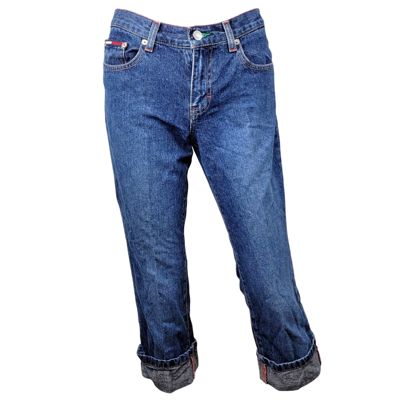 Tommy Hilfiger Jeans Vintage Y2K Women 5 28 Straight Leg Capris Crop Dark Denim