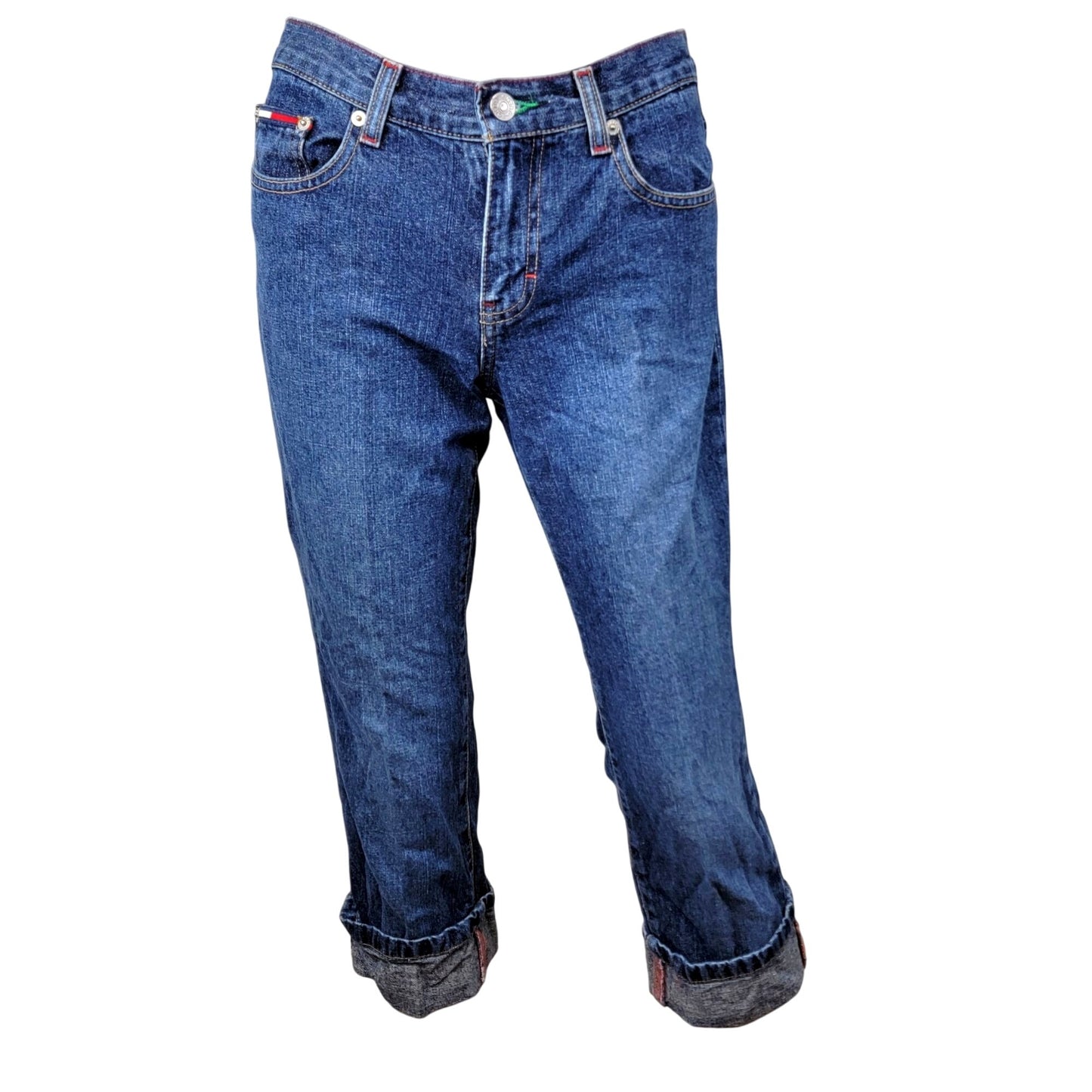 Tommy Hilfiger Jeans Vintage Y2K Women 5 28 Straight Leg Capris Crop Dark Denim
