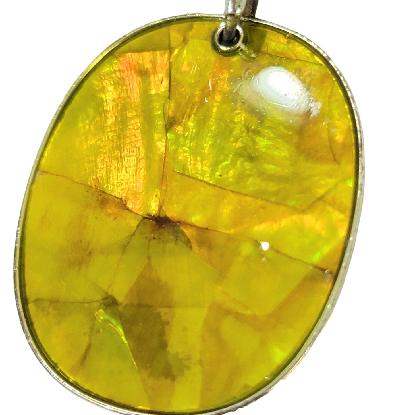 Vintage 80s Beaded Pendant Necklace Women Adjustable Jewelry Yellow Silver Boho