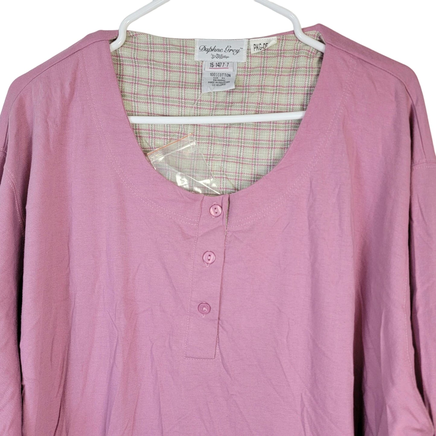 Vintage 90s Henley Shirt Women Plus 3X Long Sleeve Tee