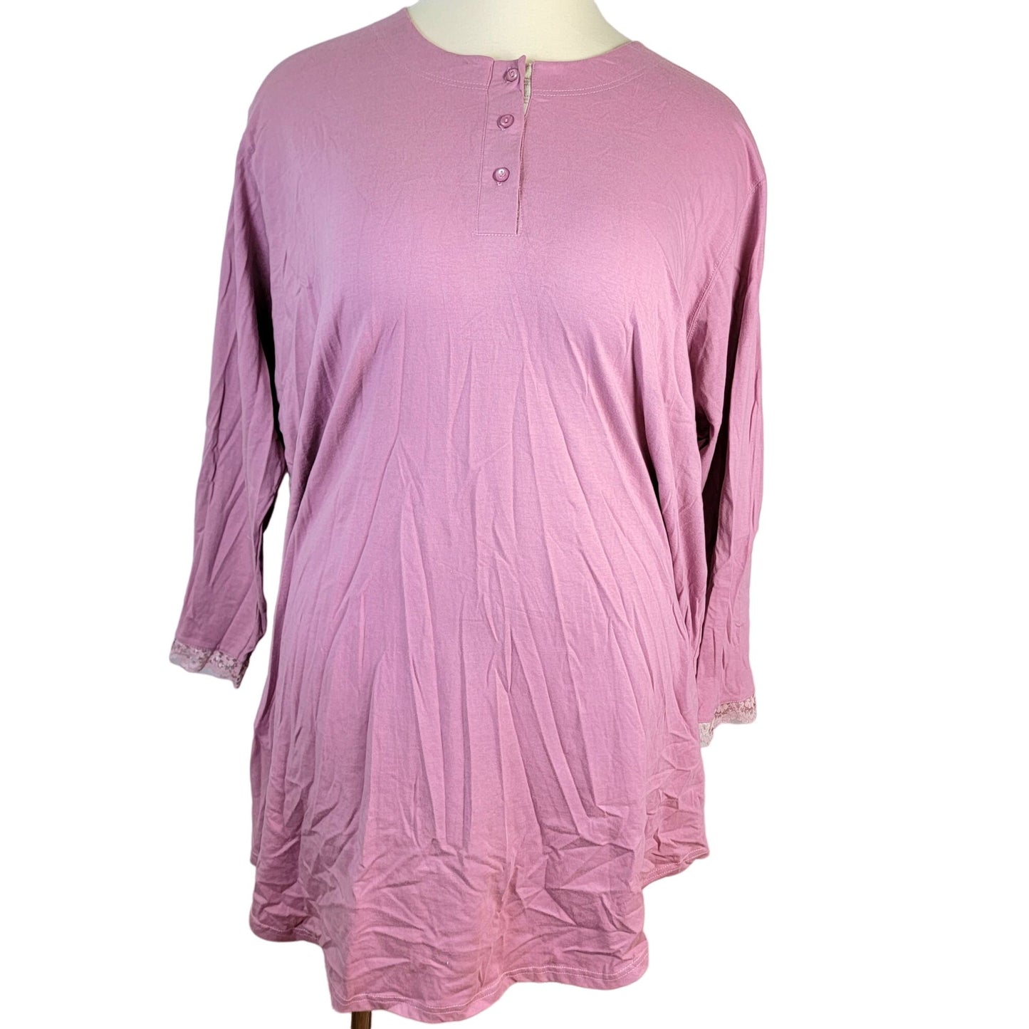 Vintage 90s Henley Shirt Women Plus 3X Long Sleeve Tee