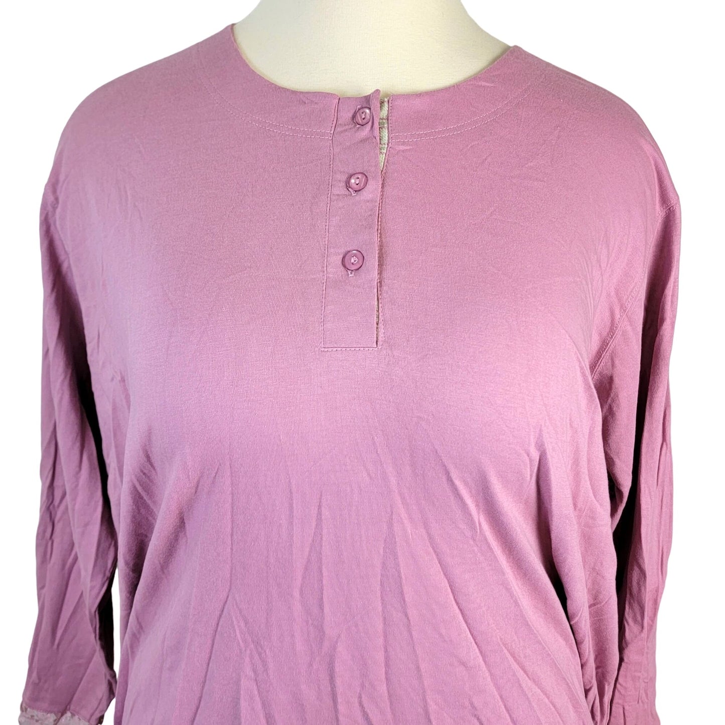 Vintage 90s Henley Shirt Women Plus 3X Long Sleeve Tee