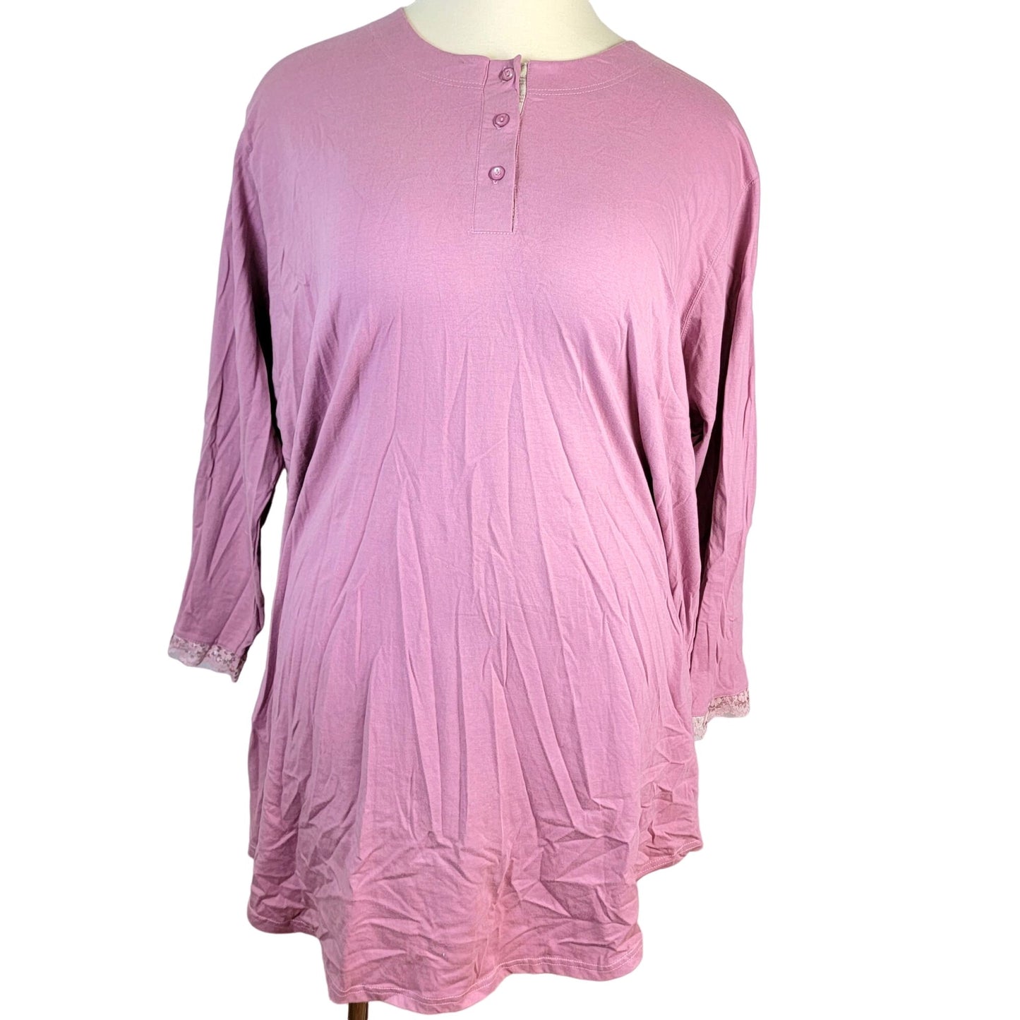 Vintage 90s Henley Shirt Women Plus 3X Long Sleeve Tee