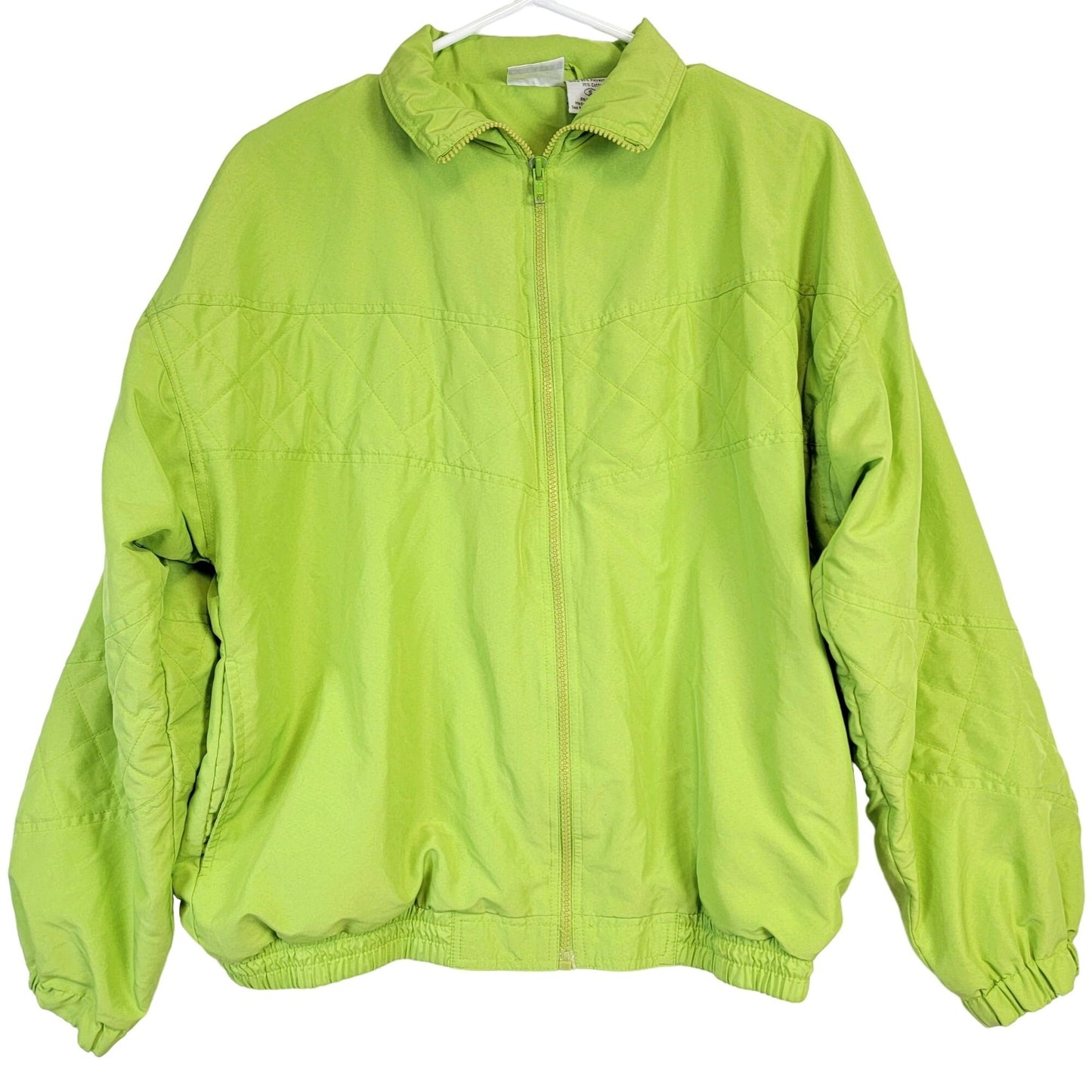 Vintage 90s Quilted Windbreaker Jacket Women Small Green