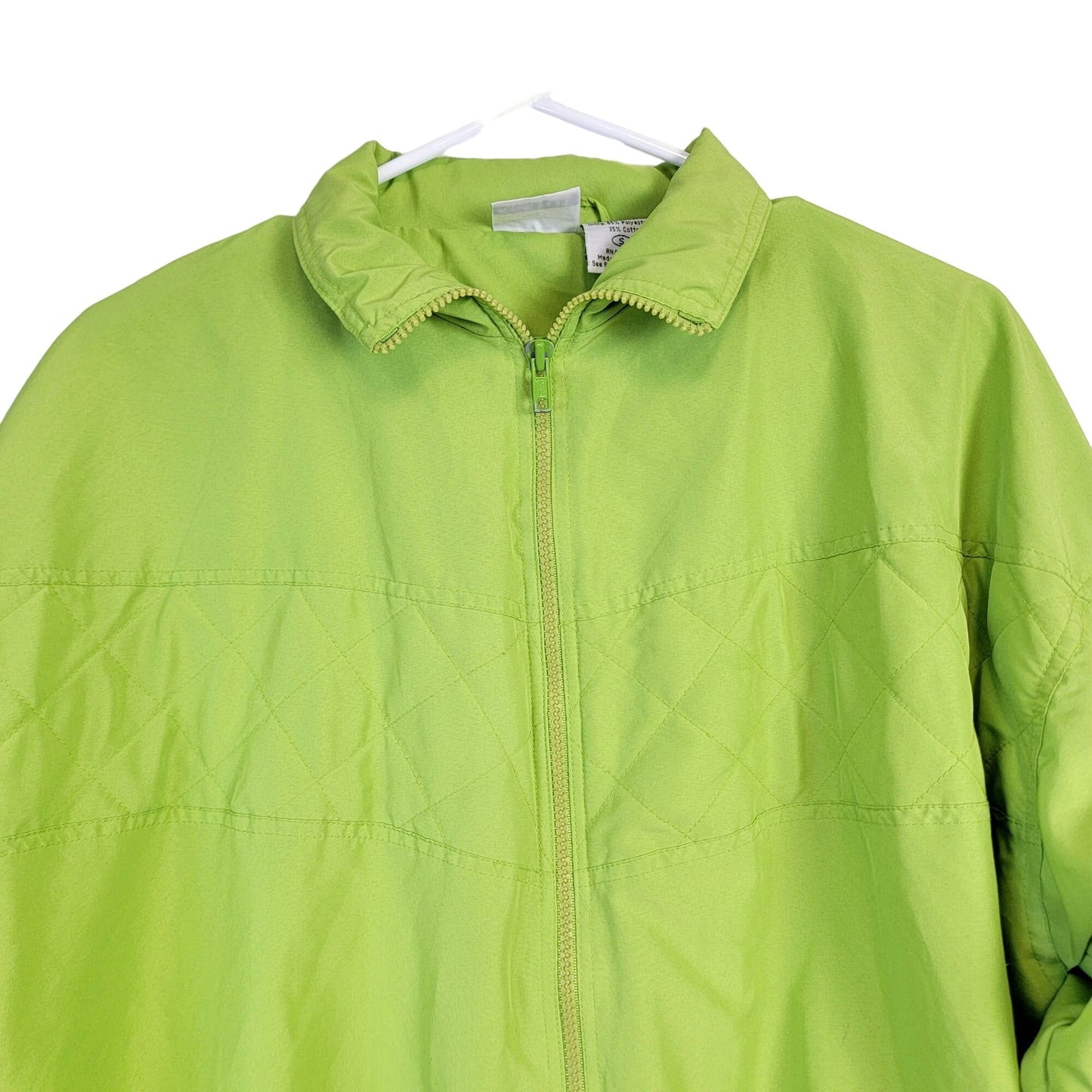 Vintage 90s Quilted Windbreaker Jacket Women Small Green