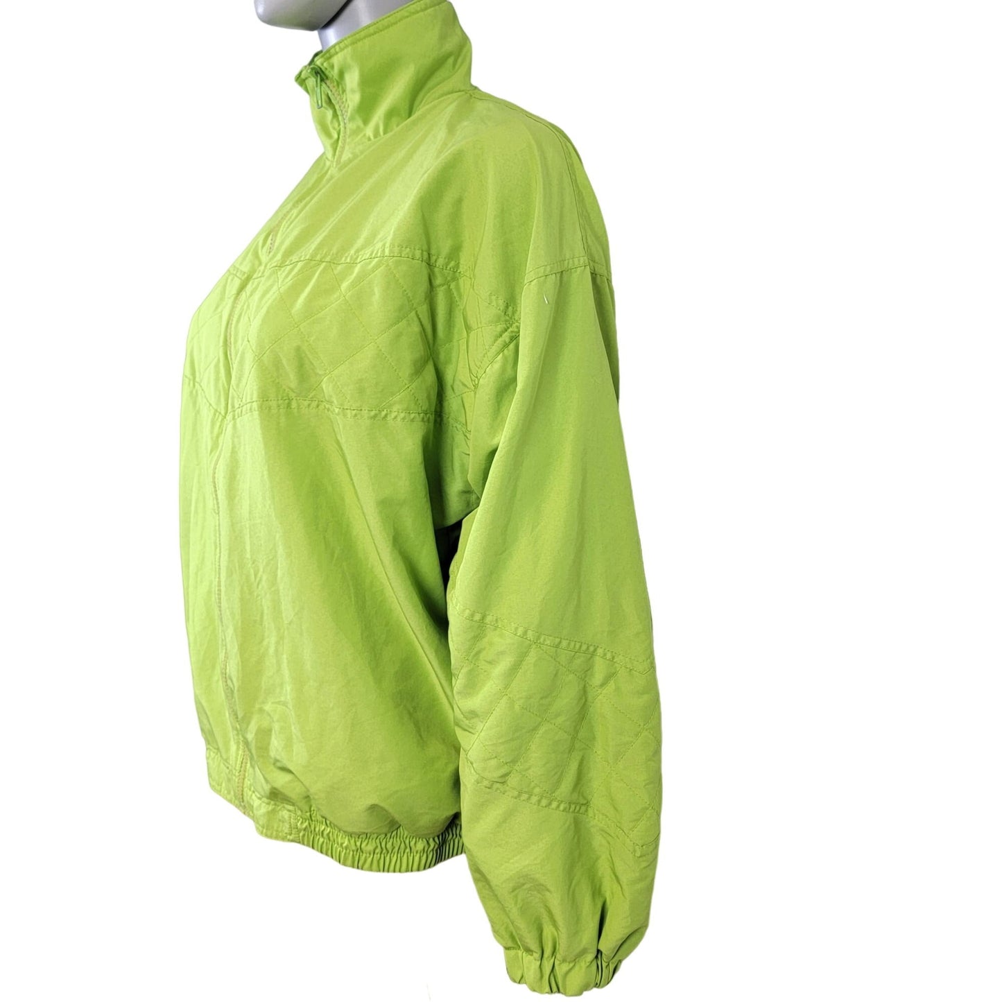 Vintage 90s Quilted Windbreaker Jacket Women Small Green